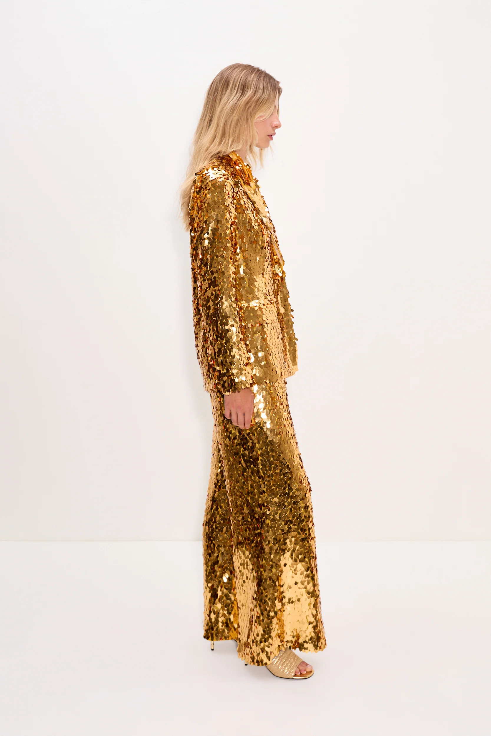 Nella Sequin Wide Leg Pant In Star Gold - Image 3