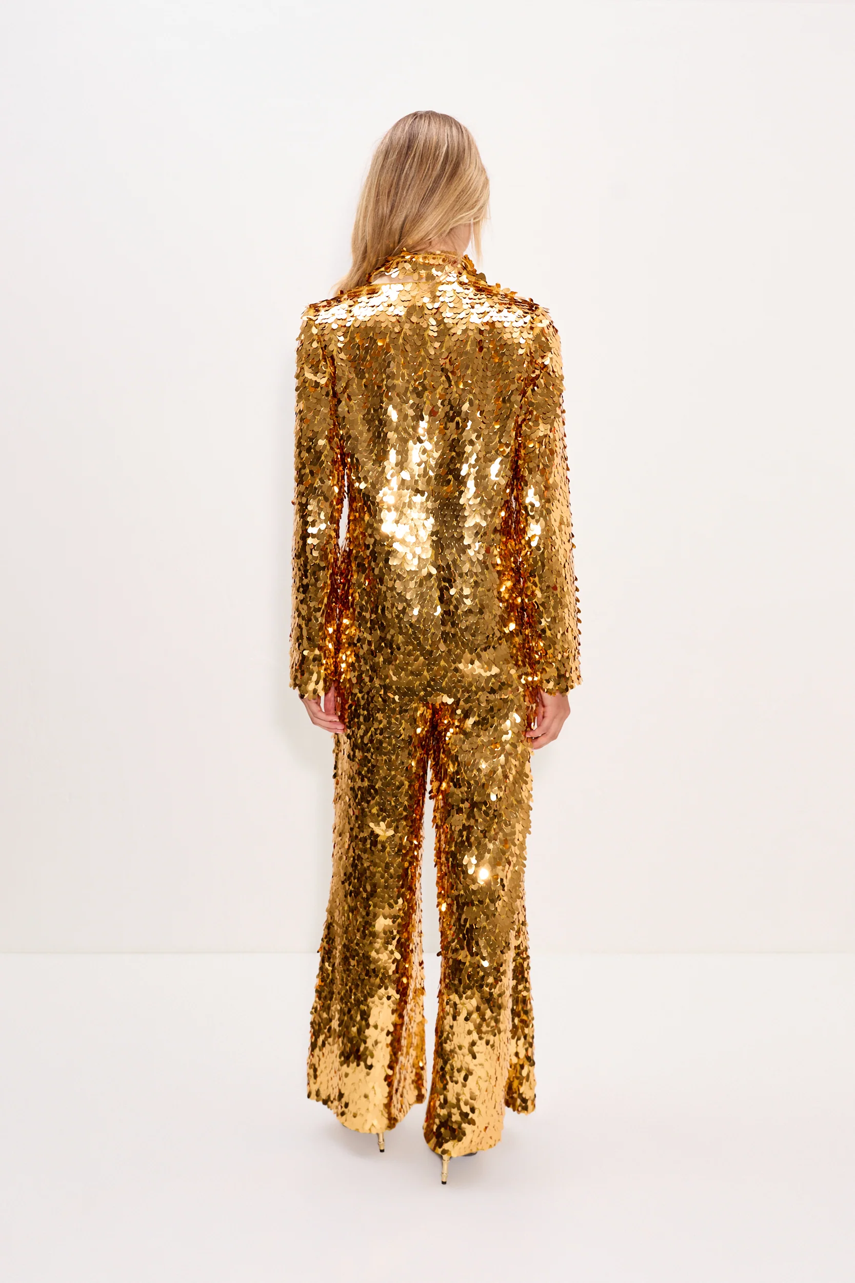 Nella Sequin Wide Leg Pant In Star Gold - Image 4
