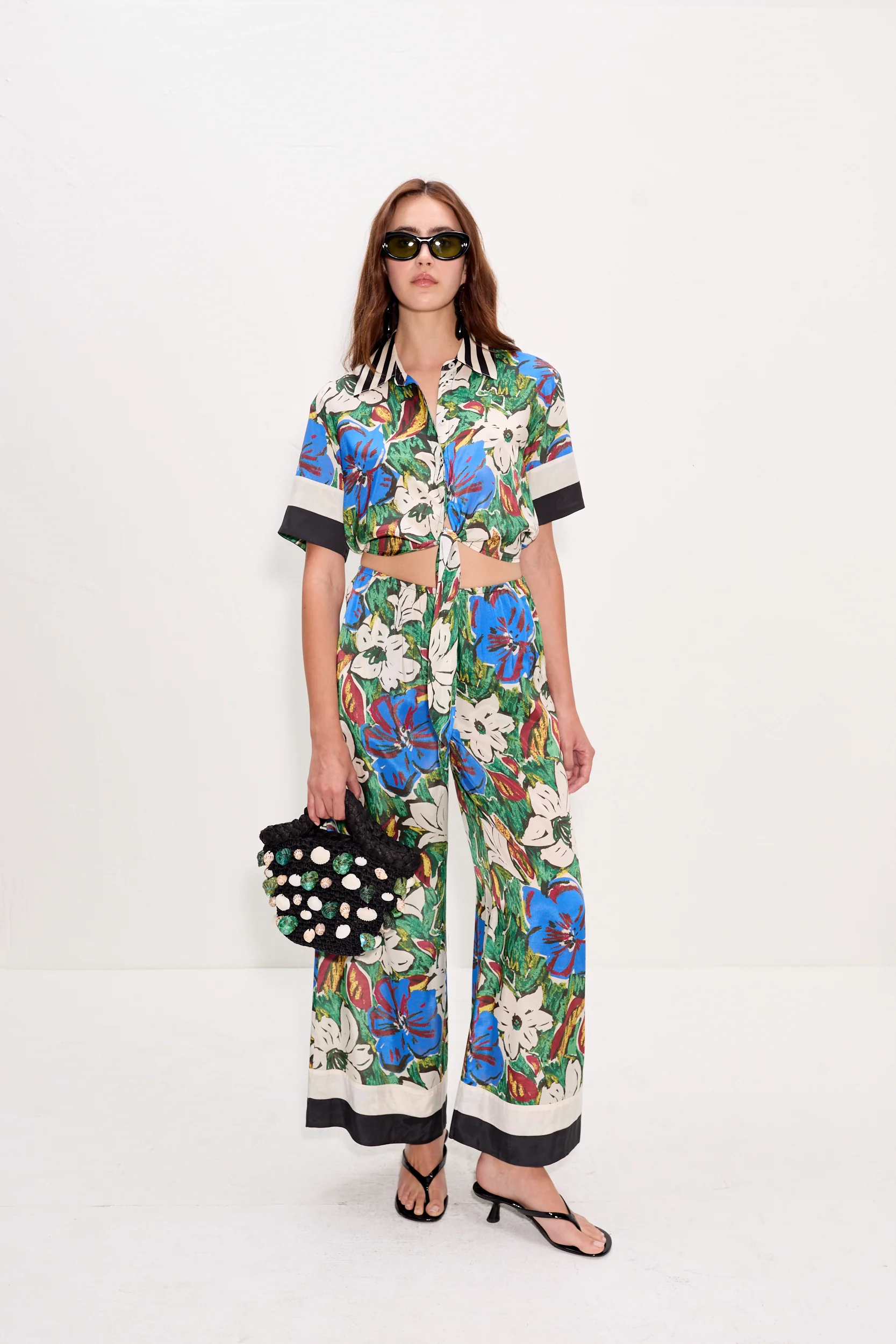 Nella Wide Leg Pant In Tropical Floral Print Combo - Image 4