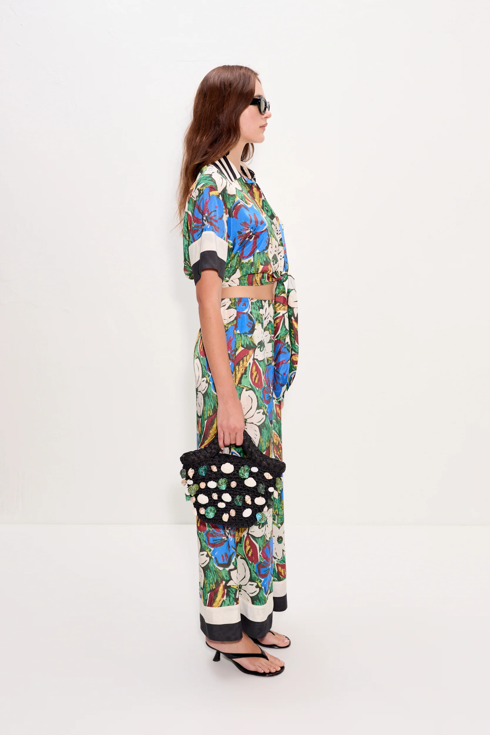 Nella Wide Leg Pant In Tropical Floral Print Combo - Image 5