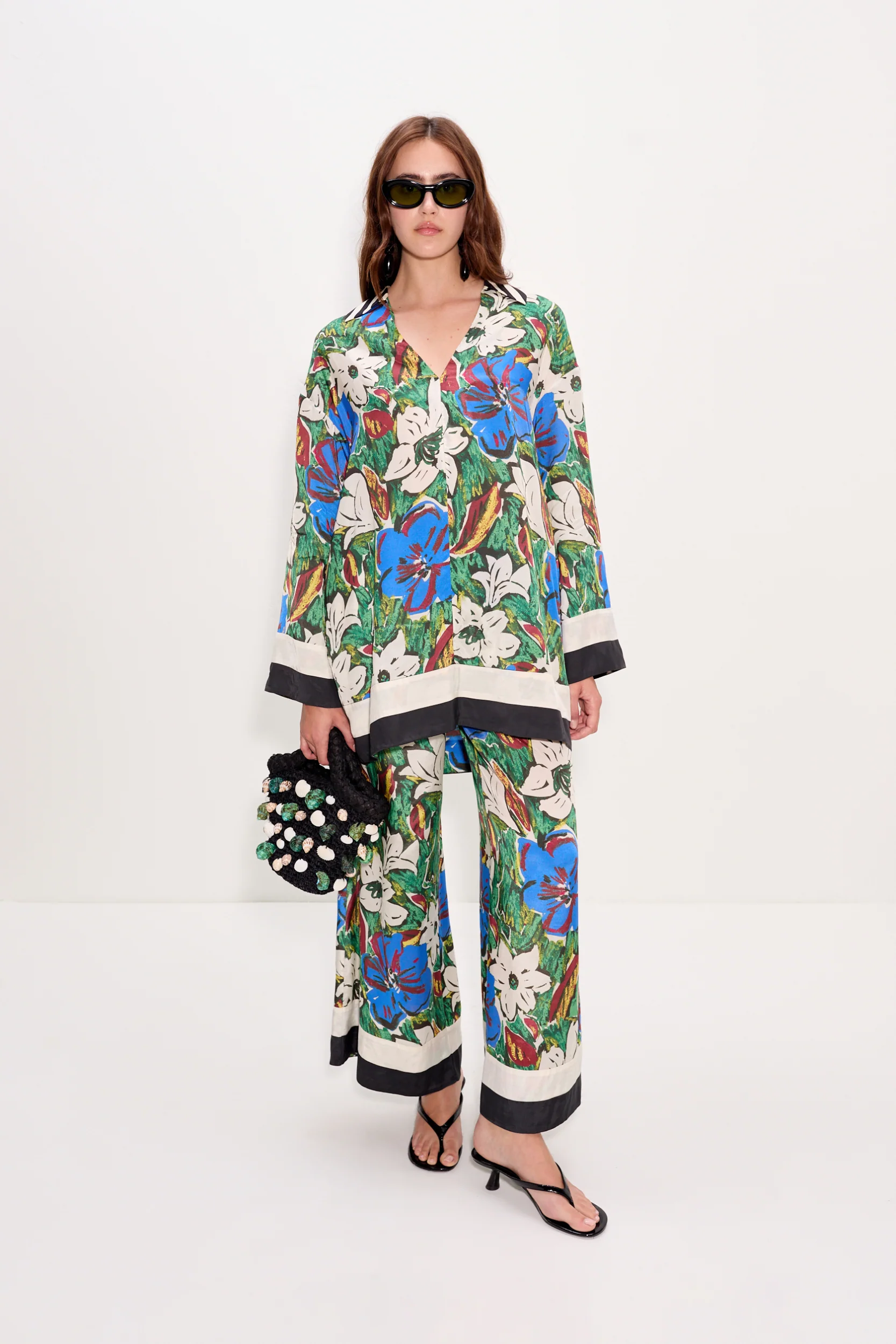 Nella Wide Leg Pant In Tropical Floral Print Combo - Image 7