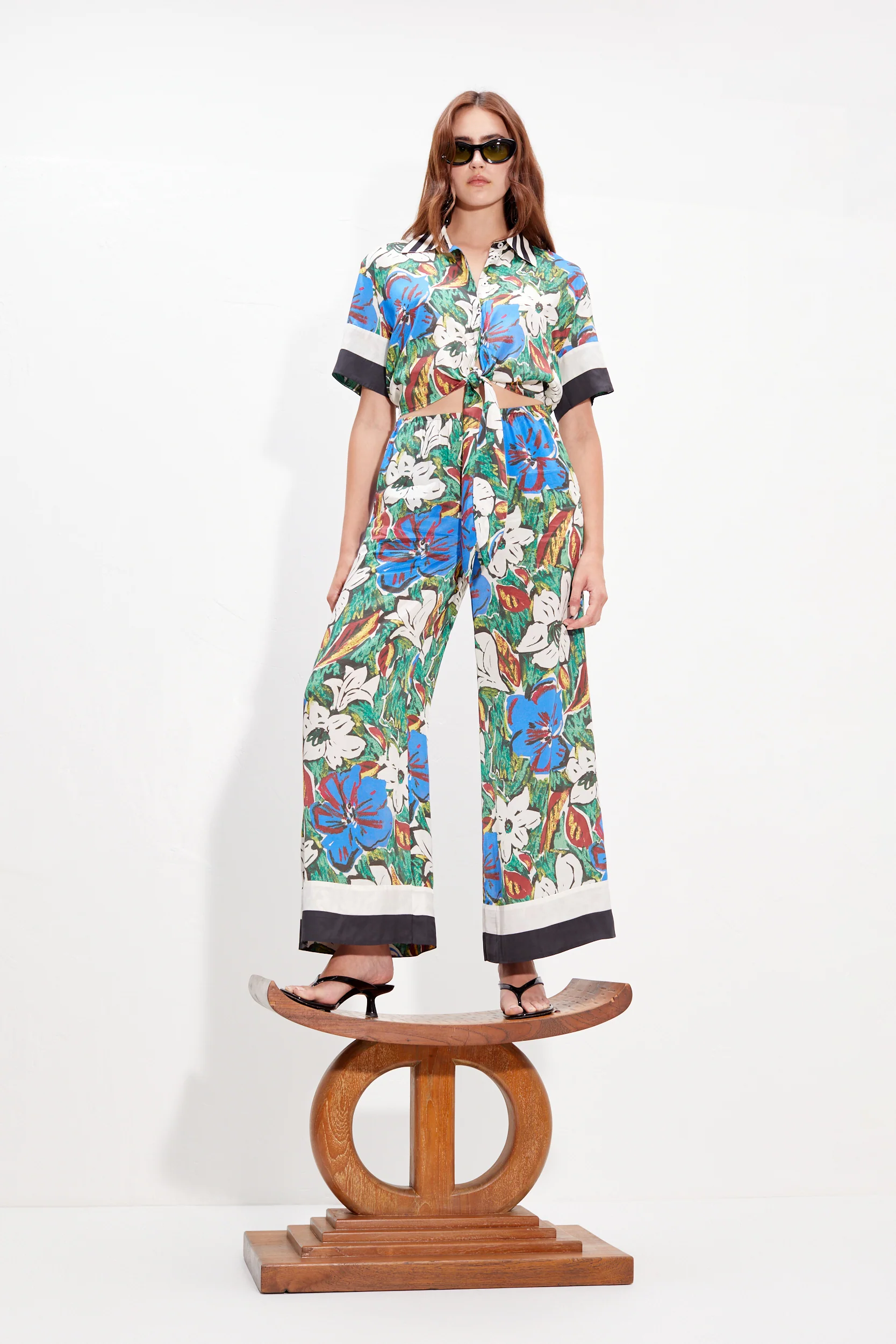 Nella Wide Leg Pant In Tropical Floral Print Combo - Image 8