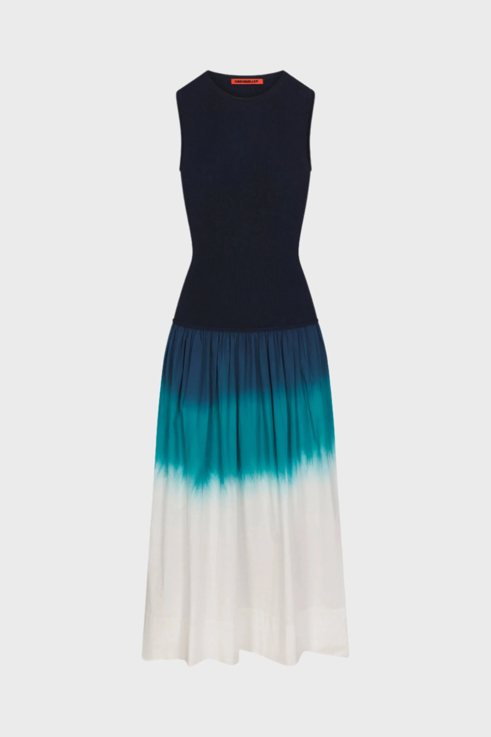 Novo Knit Combo Dress in Macadamia/Blue Dip Dye