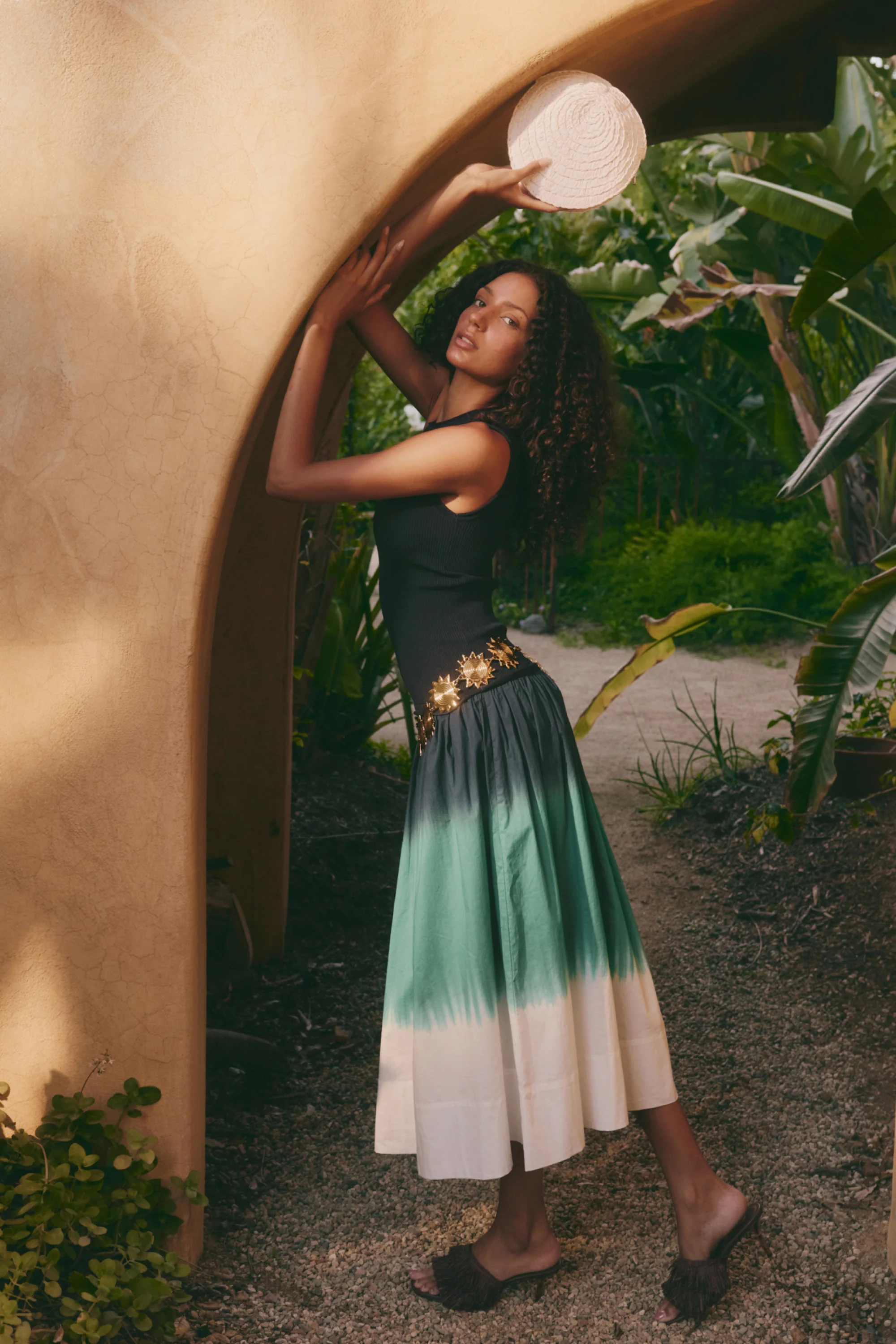 Novo Knit Combo Dress in Macadamia/Blue Dip Dye - Image 2