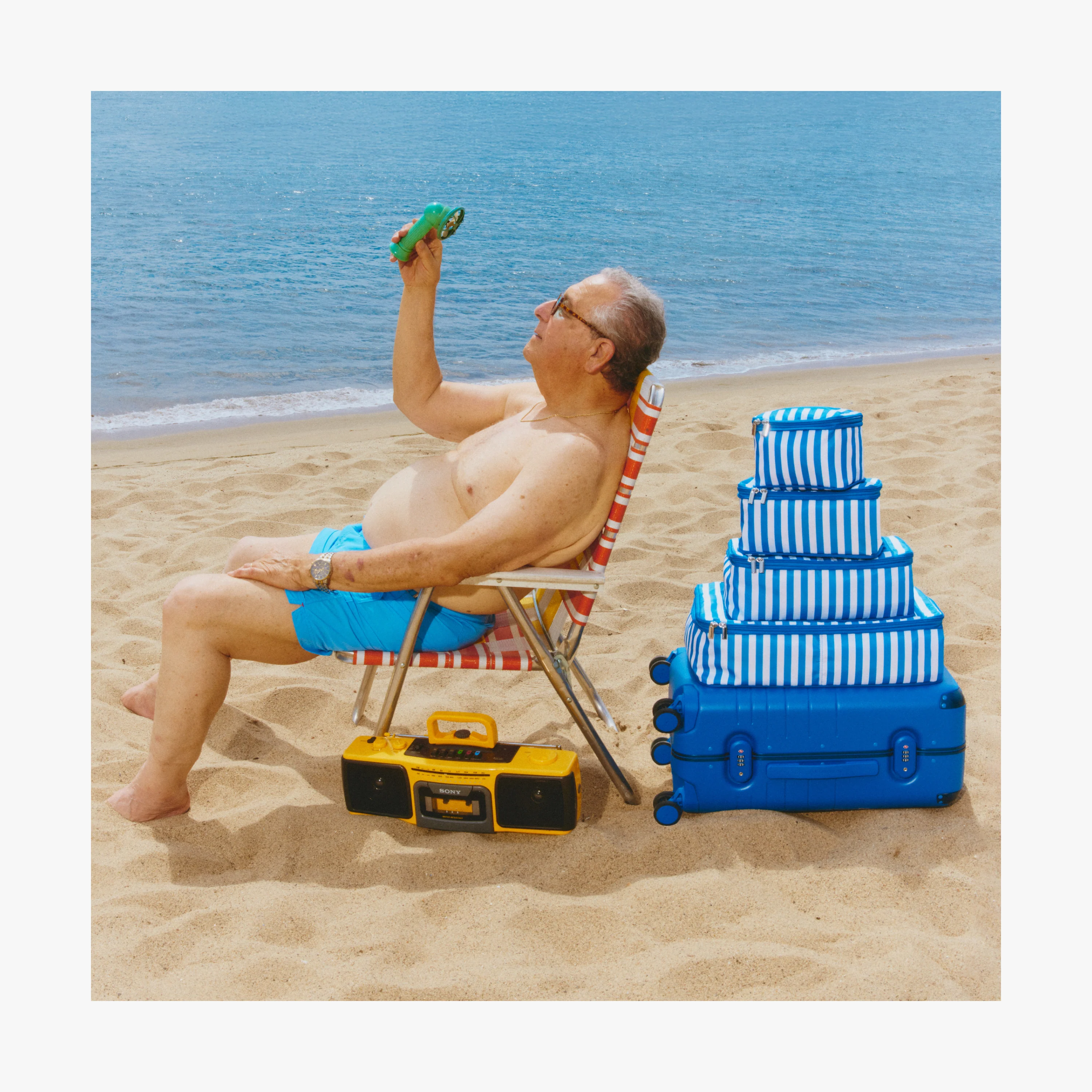 Packing Cubes Set of 4 In Coastal Blue Stripe - Image 5