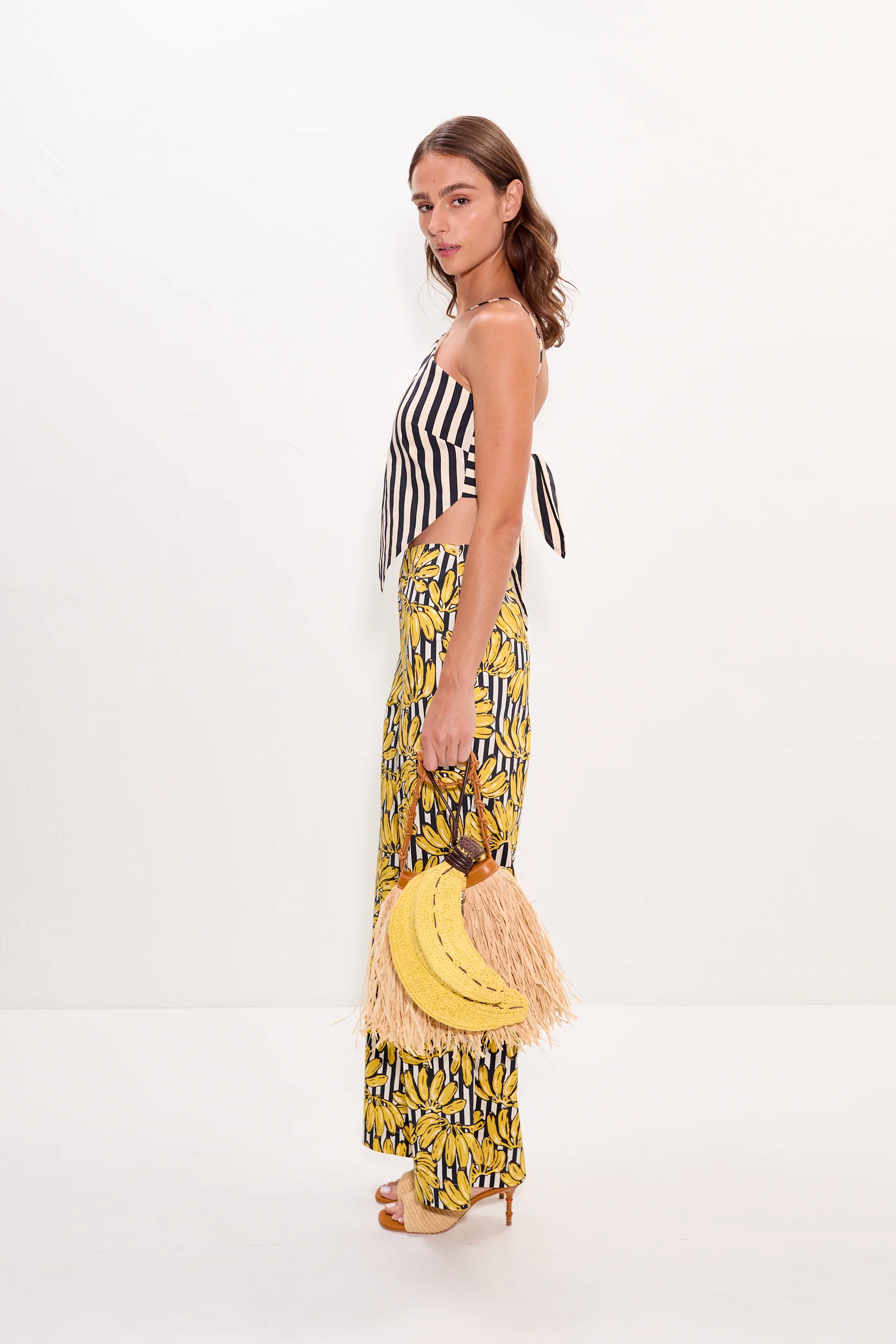 Pia Poplin Pant in Banana Stripe - Image 4
