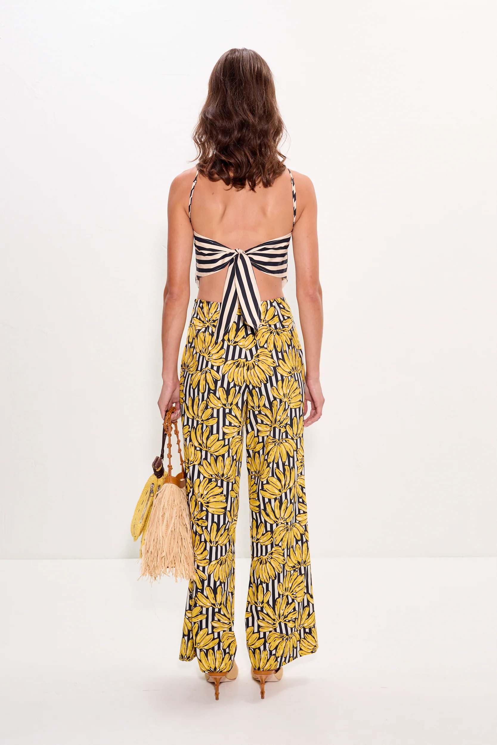 Pia Poplin Pant in Banana Stripe - Image 6