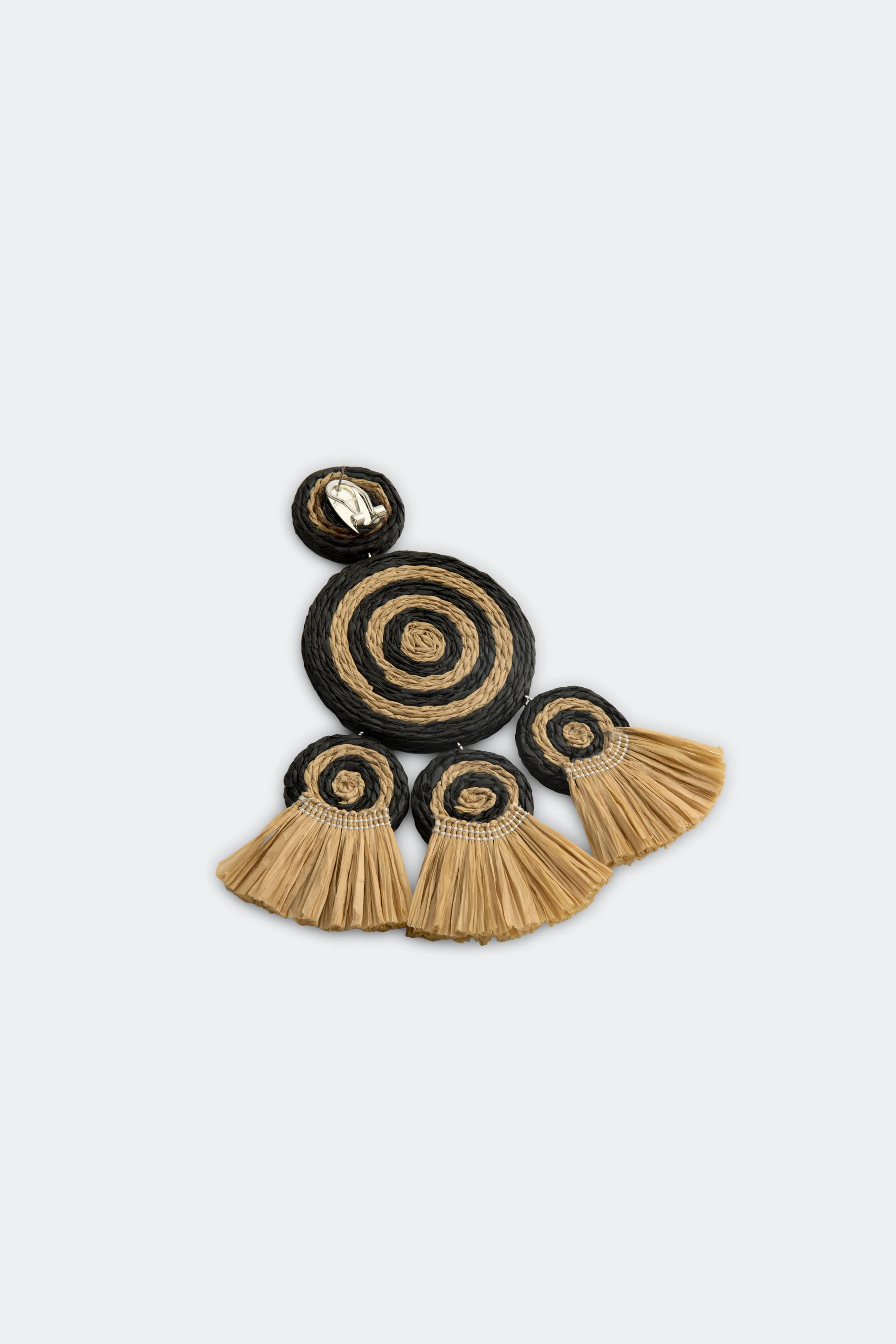 Raffia Fringe Deco Earring in Black/Natural - Image 4
