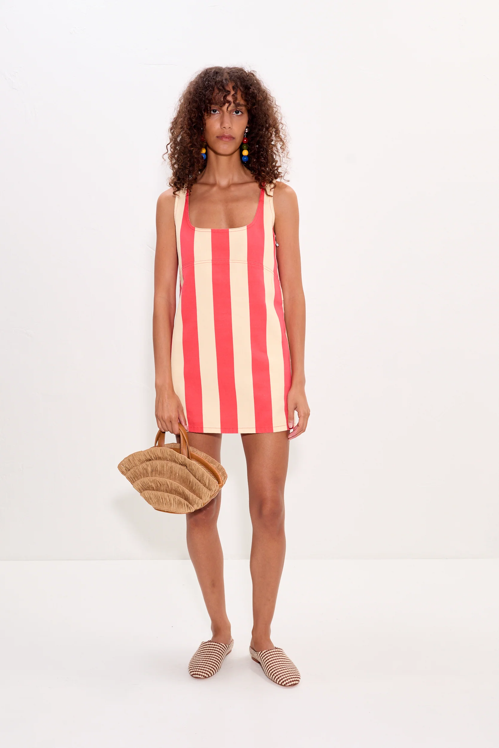 Sahara Striped Denim Dress in Venetian Red Stripe - Image 3
