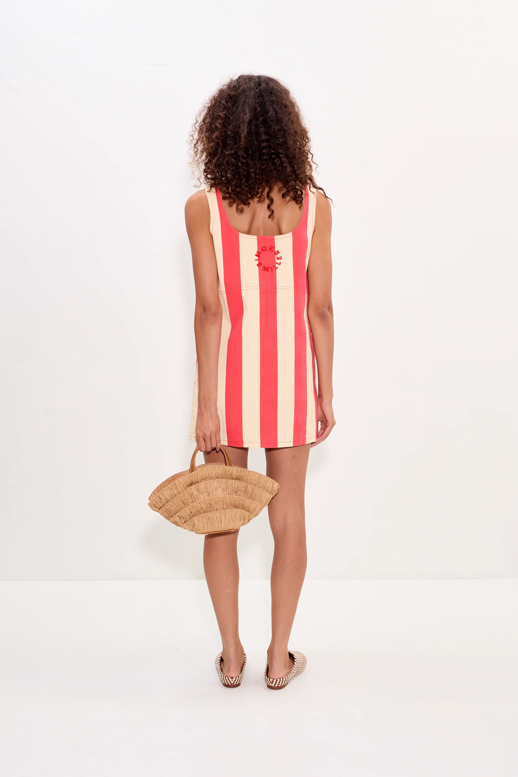 Sahara Striped Denim Dress in Venetian Red Stripe - Image 5