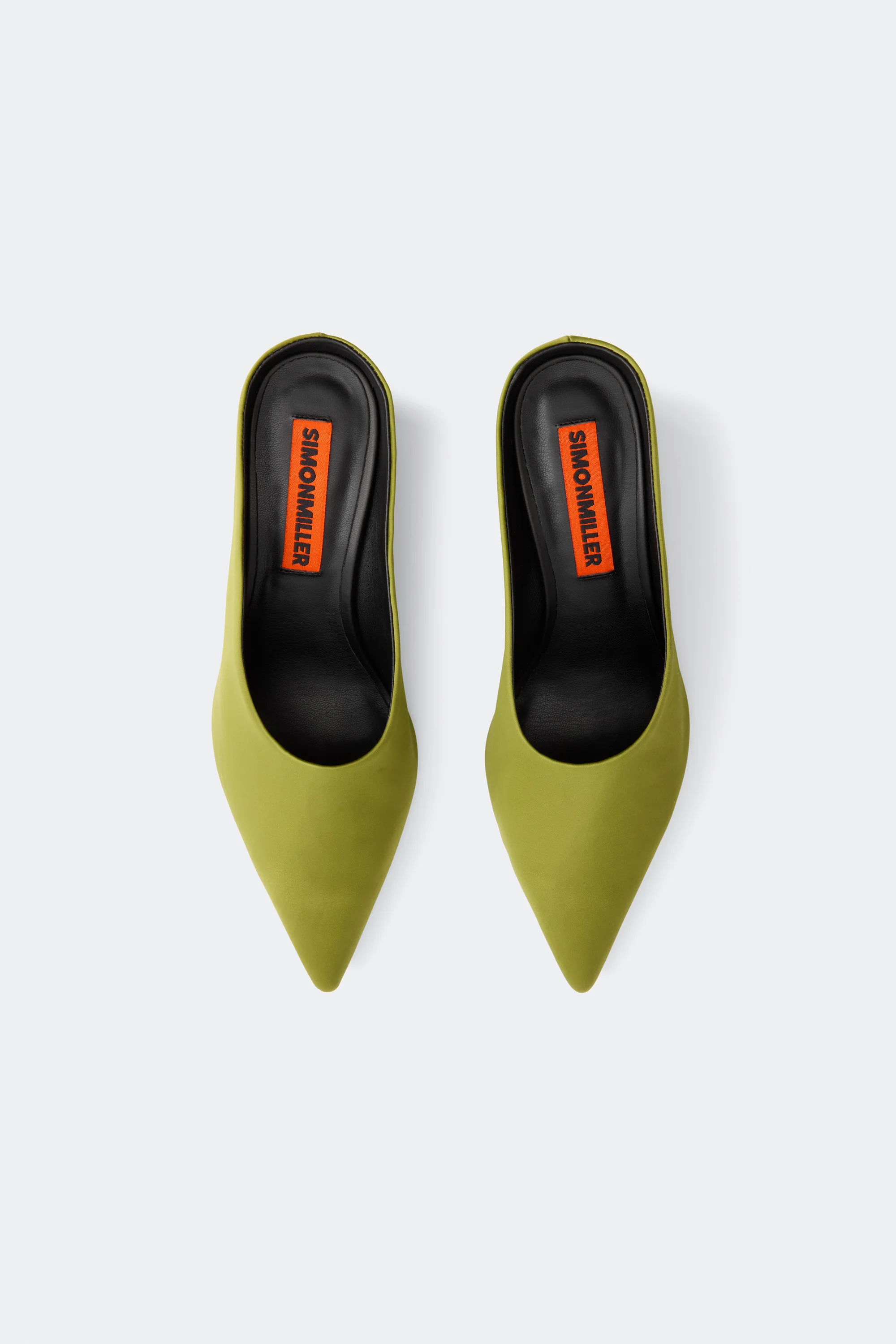 Satin Pointed Gala Wedge In Moss - Image 2