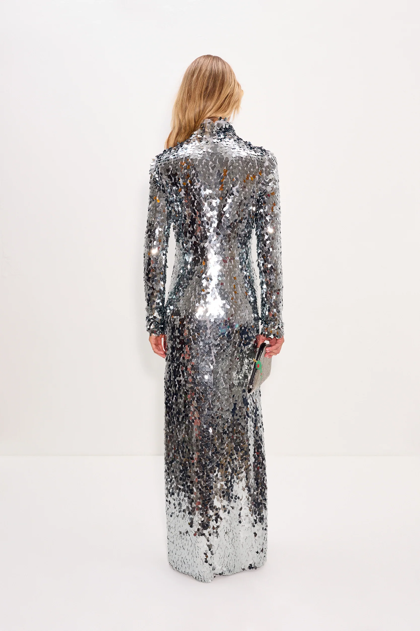 Sculpty Sequin Dress In Satellite Silver - Image 5