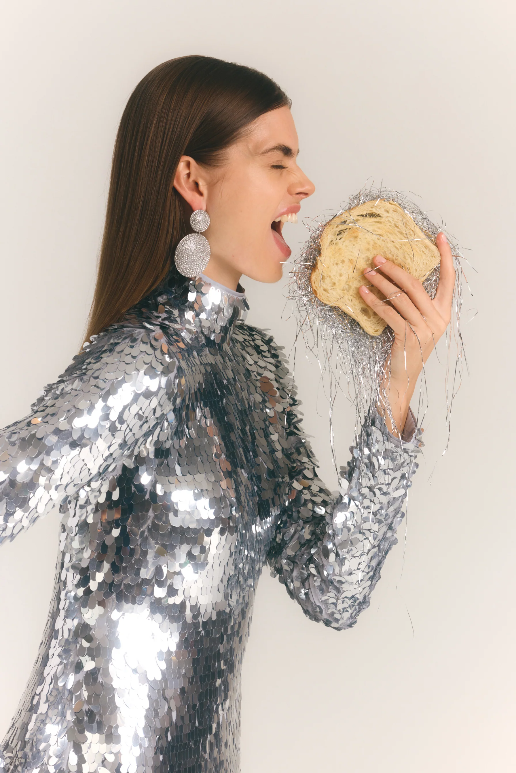 Sculpty Sequin Dress In Satellite Silver - Image 6