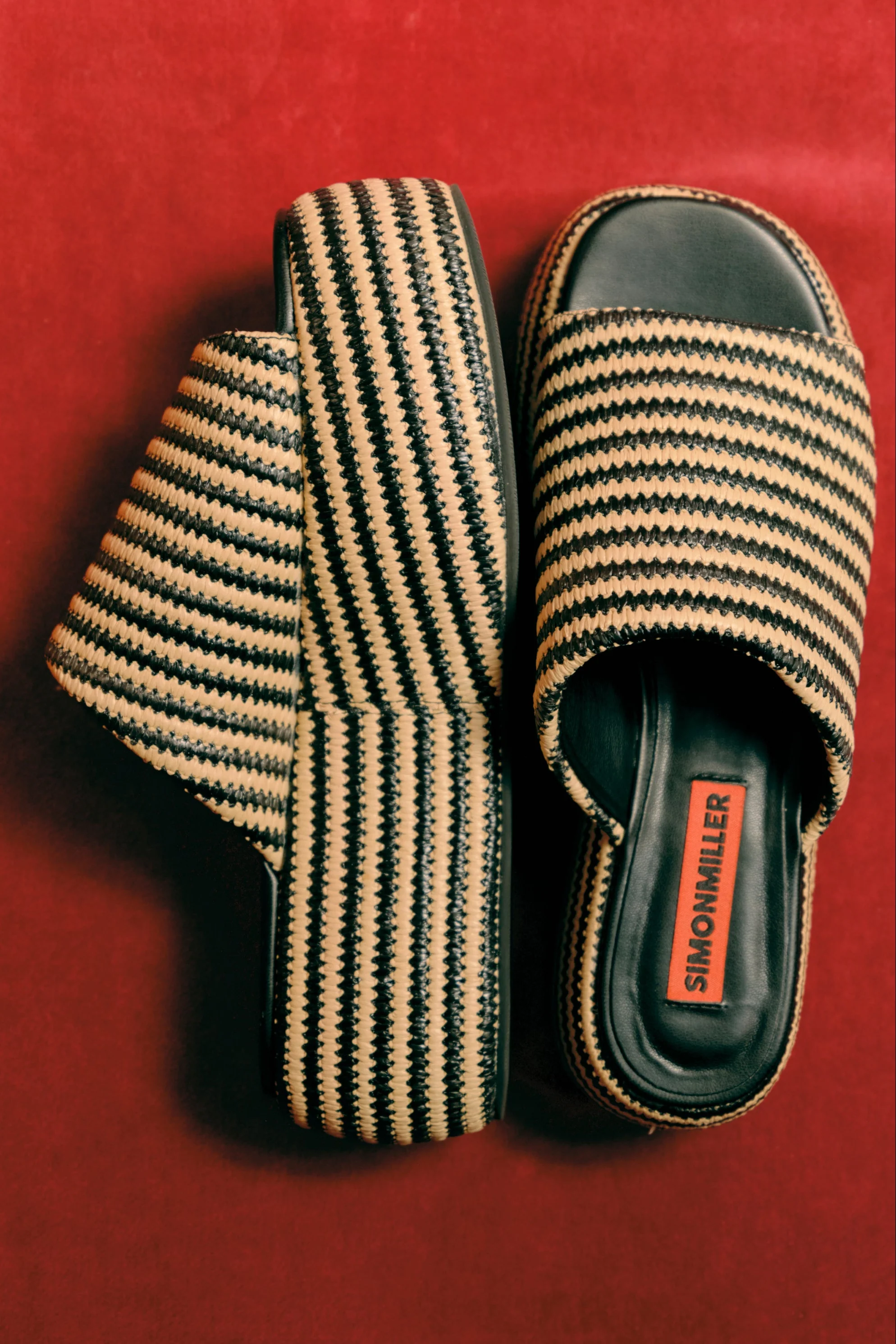 Raffia Cloudy Platform in Black/White Micro Stripe