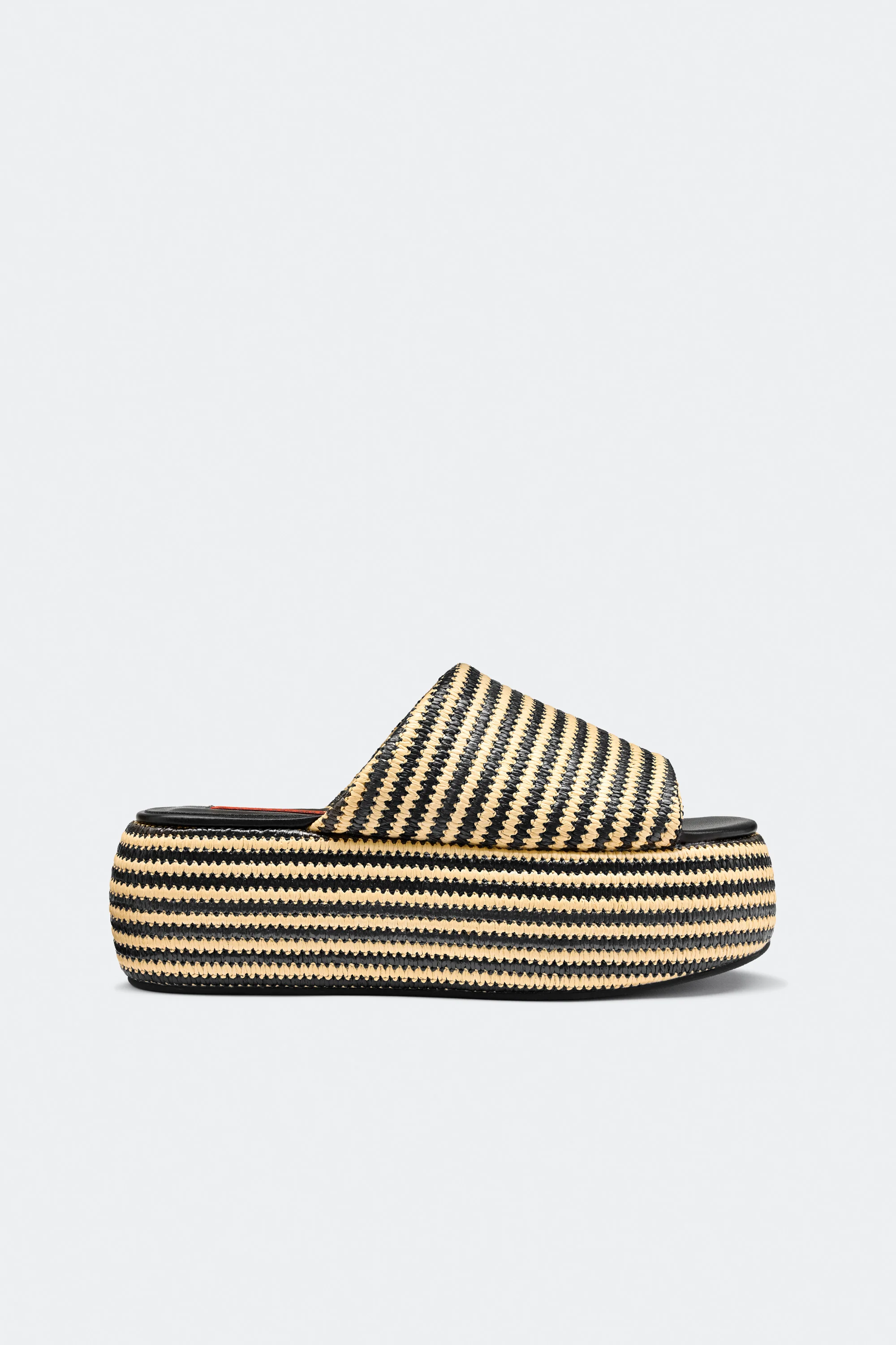 Raffia Cloudy Platform in Black/White Micro Stripe - Image 2