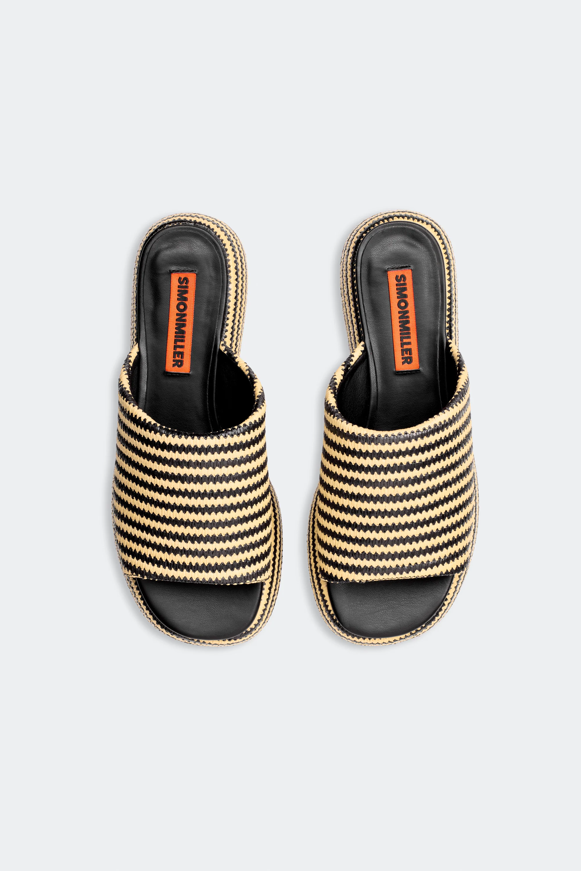 Raffia Cloudy Platform in Black/White Micro Stripe - Image 4
