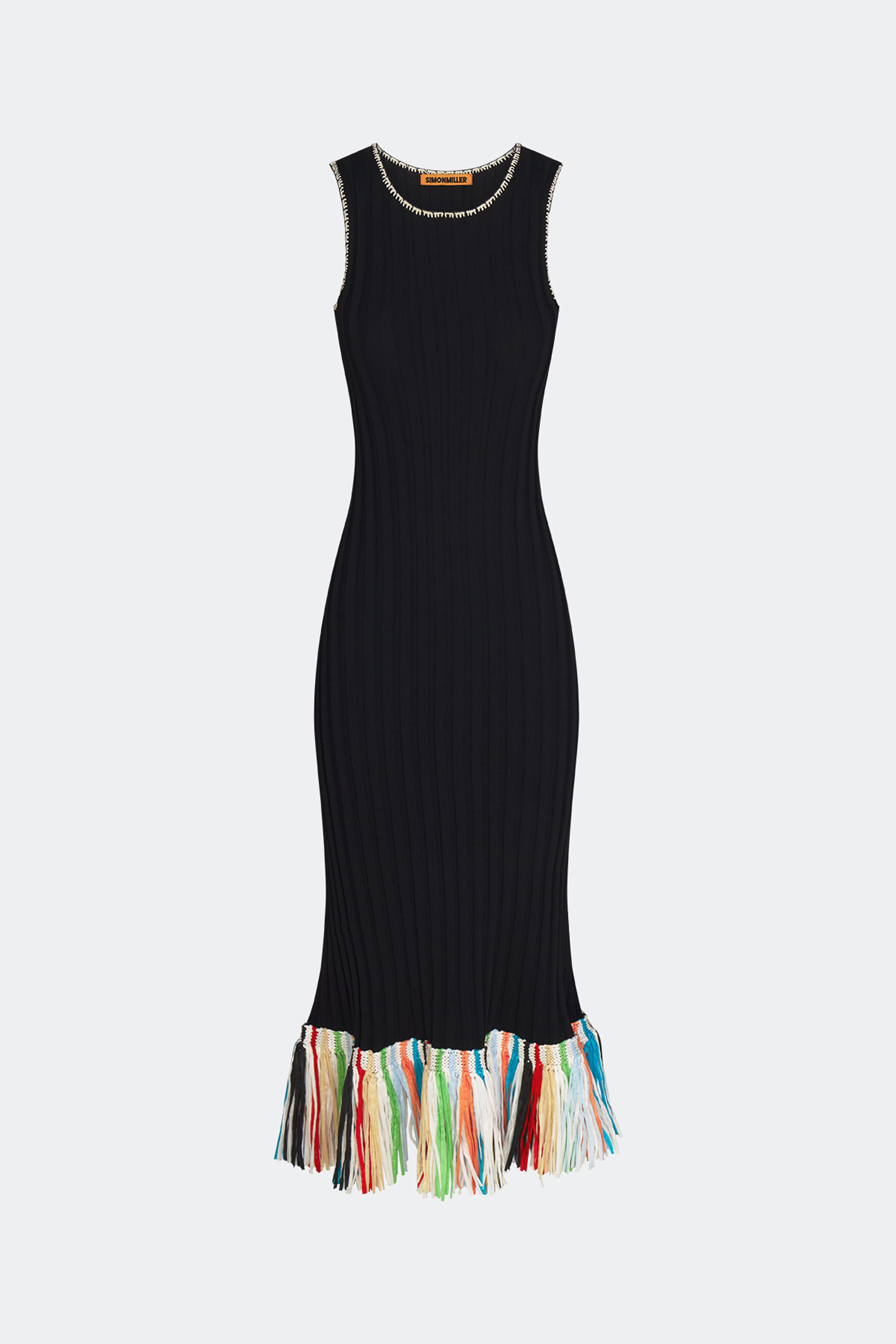 Thea Knit Fringe Dress In Black Multi - Image 2