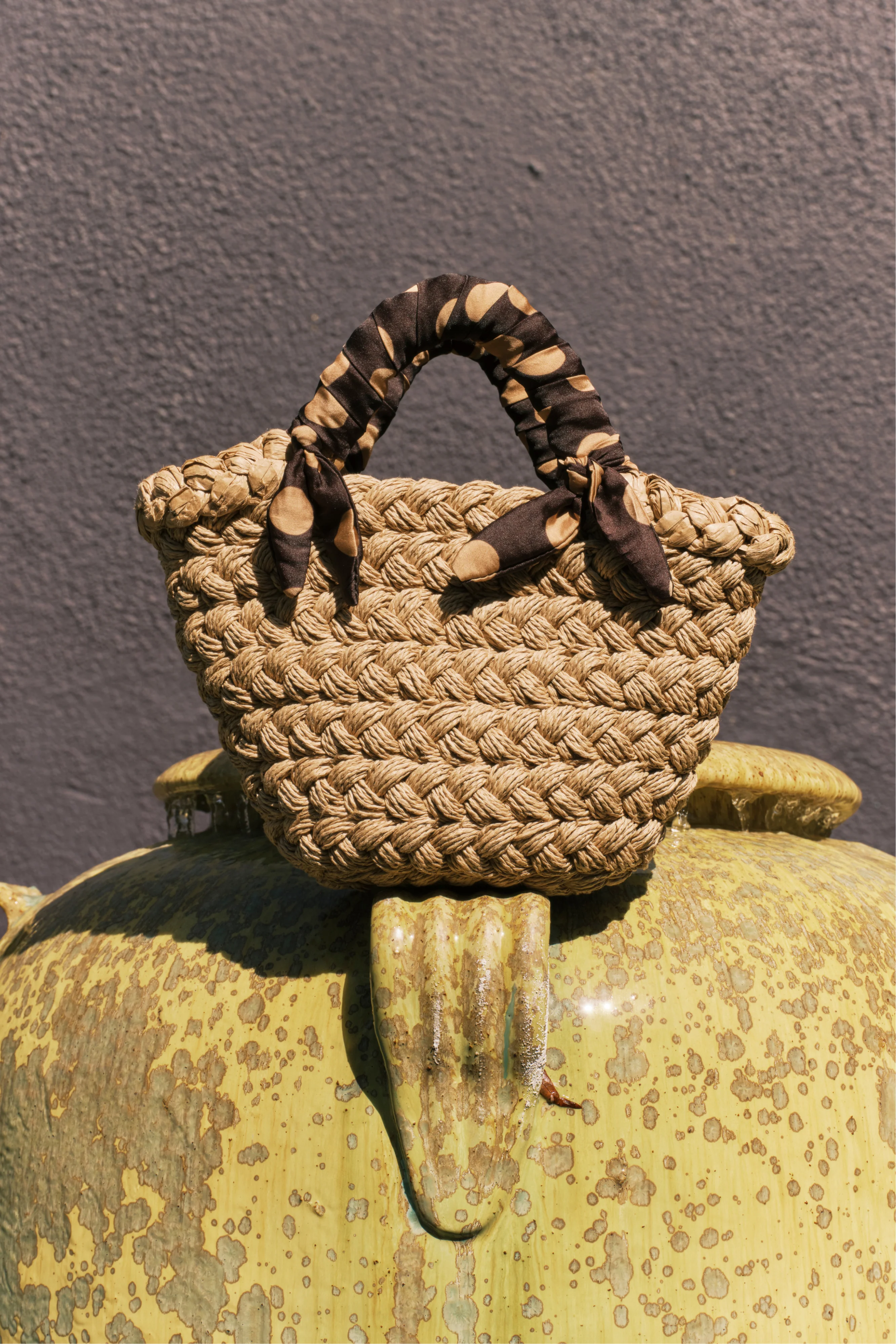 Twilly Basket Bag In Polka Dot/Natural