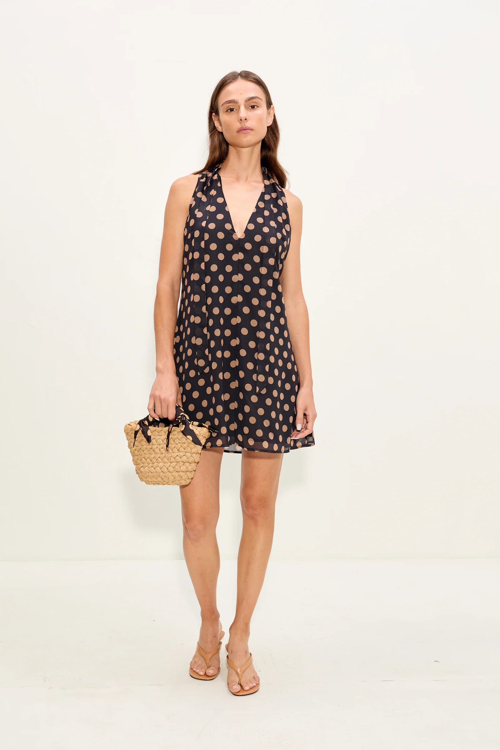Twilly Basket Bag In Polka Dot/Natural - Image 3