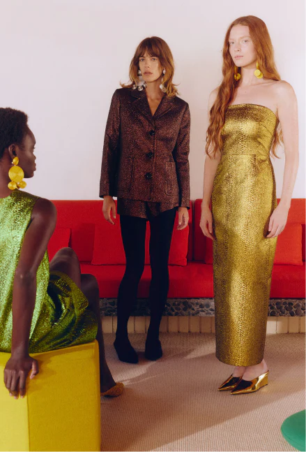 Verdelle Metallic Midi Dress In Star Gold - Image 3