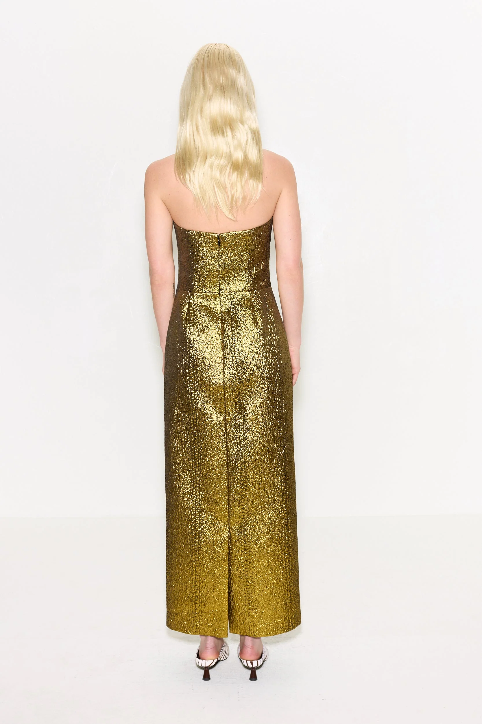 Verdelle Metallic Midi Dress In Star Gold - Image 4