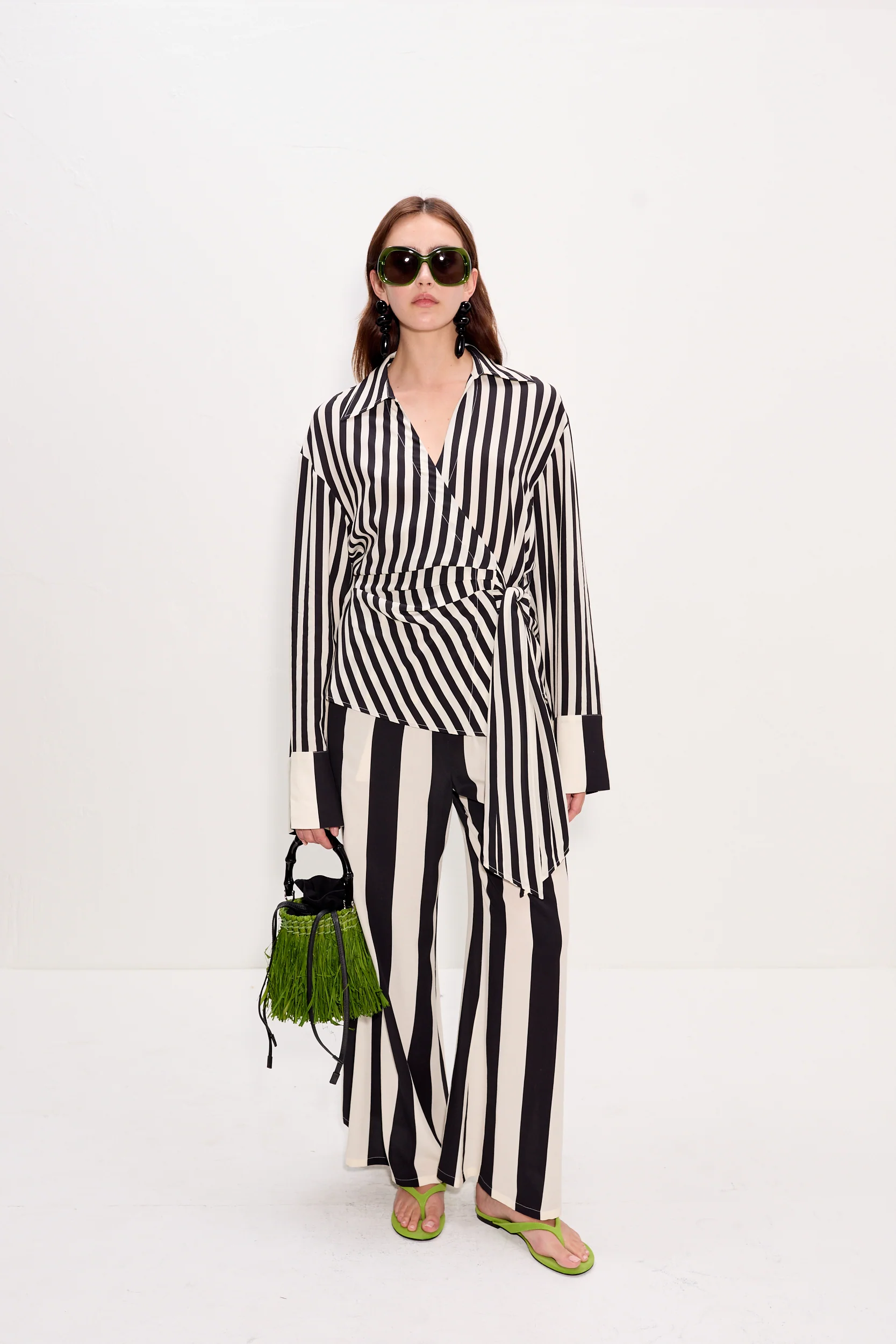 Vietta Crepe Top In Black/White Stripe - Image 3