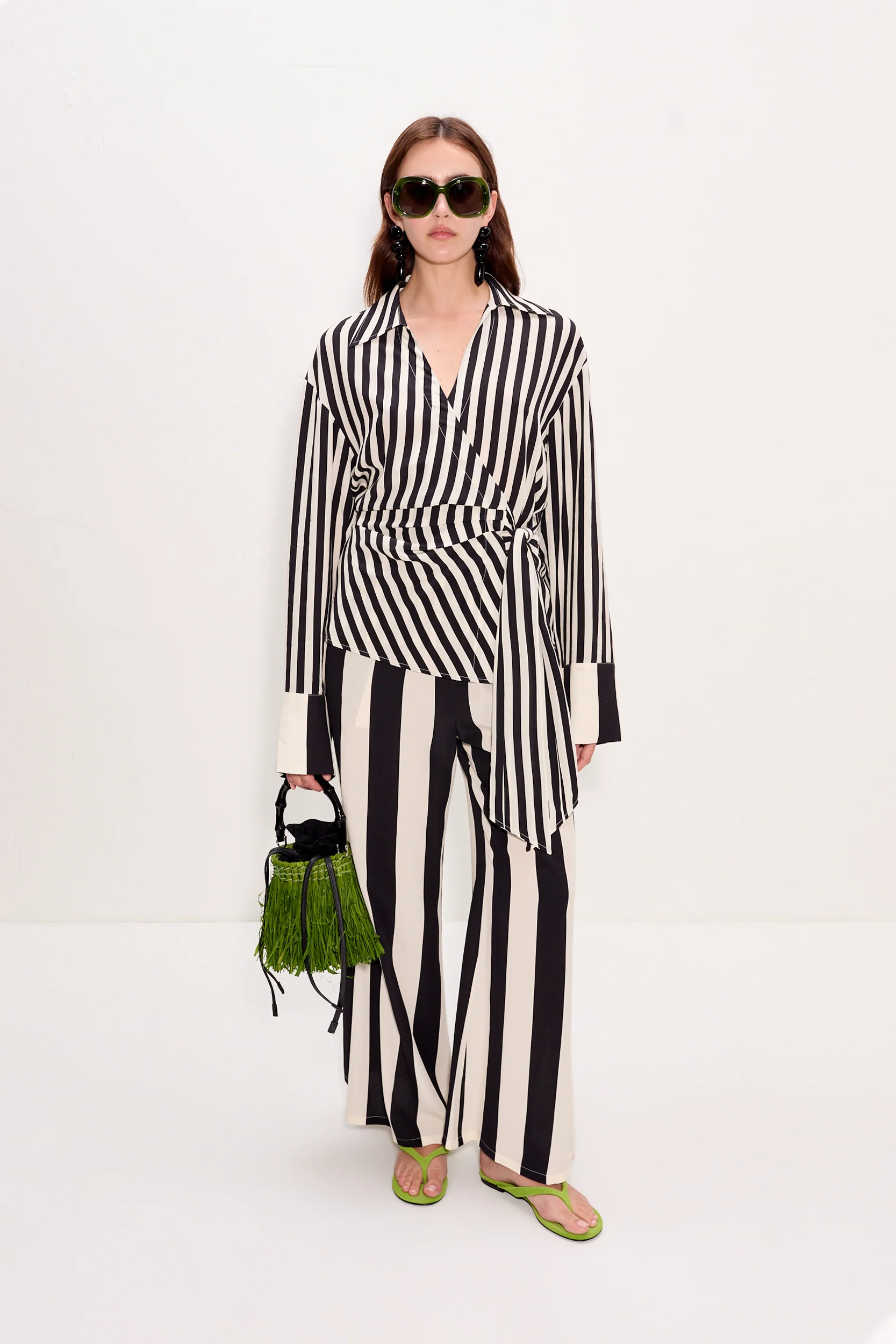 Vietta Crepe Top In Black/White Stripe - Image 5