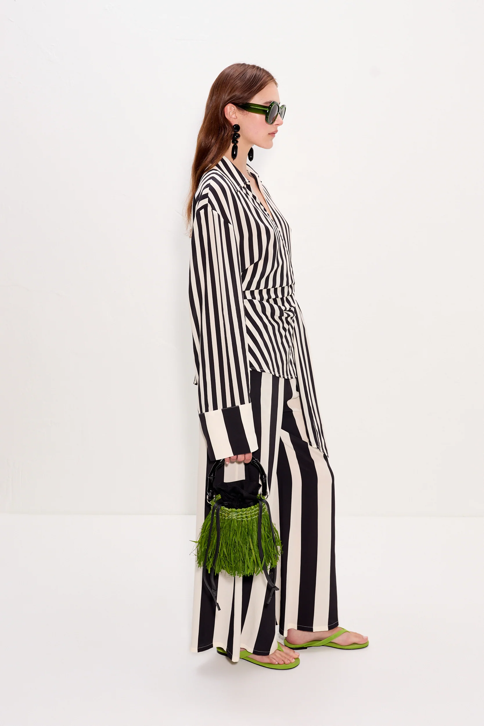 Vietta Crepe Top In Black/White Stripe - Image 6