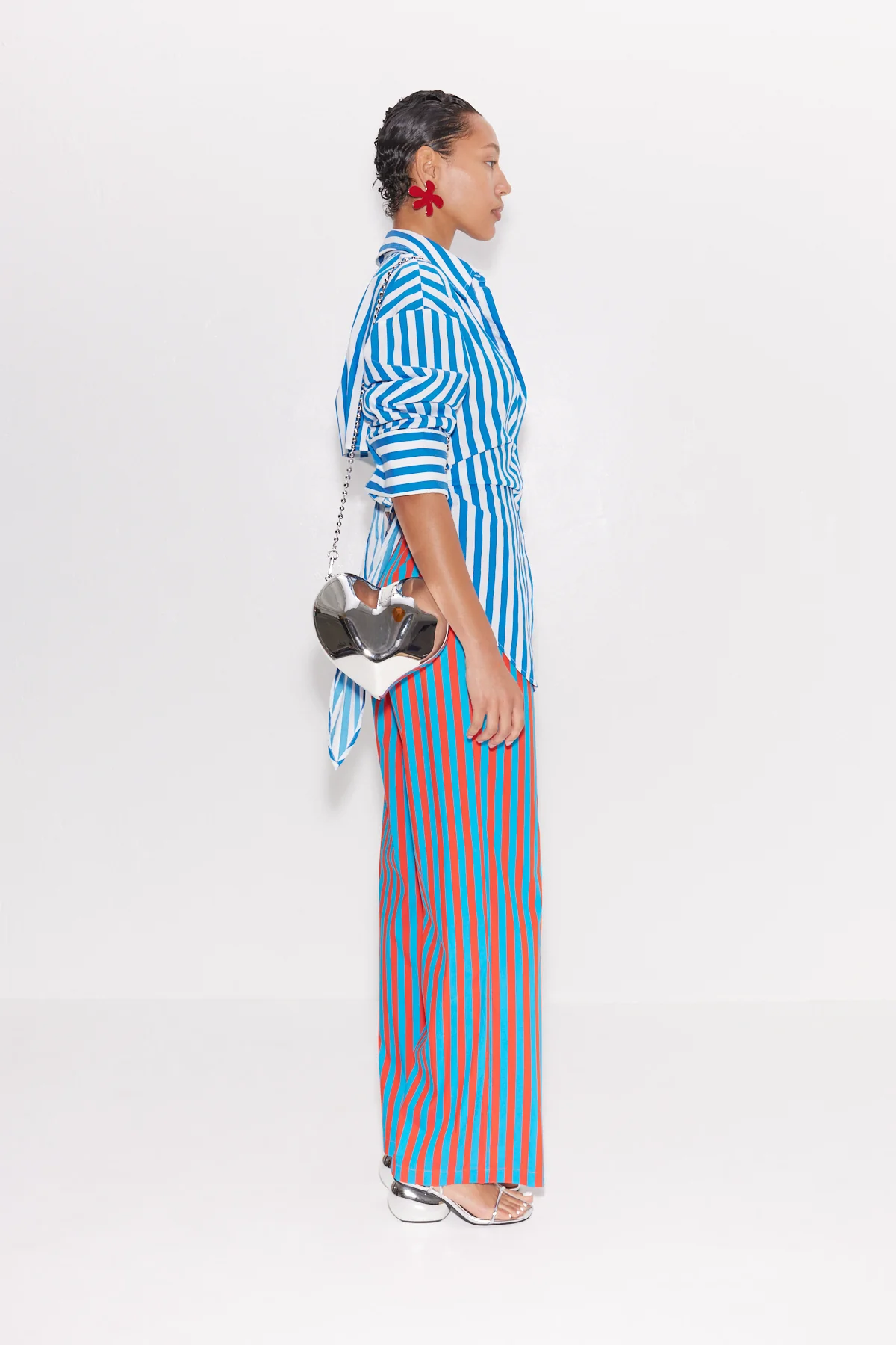 Loch Poplin Button Up in Blue Stripe - Image 5