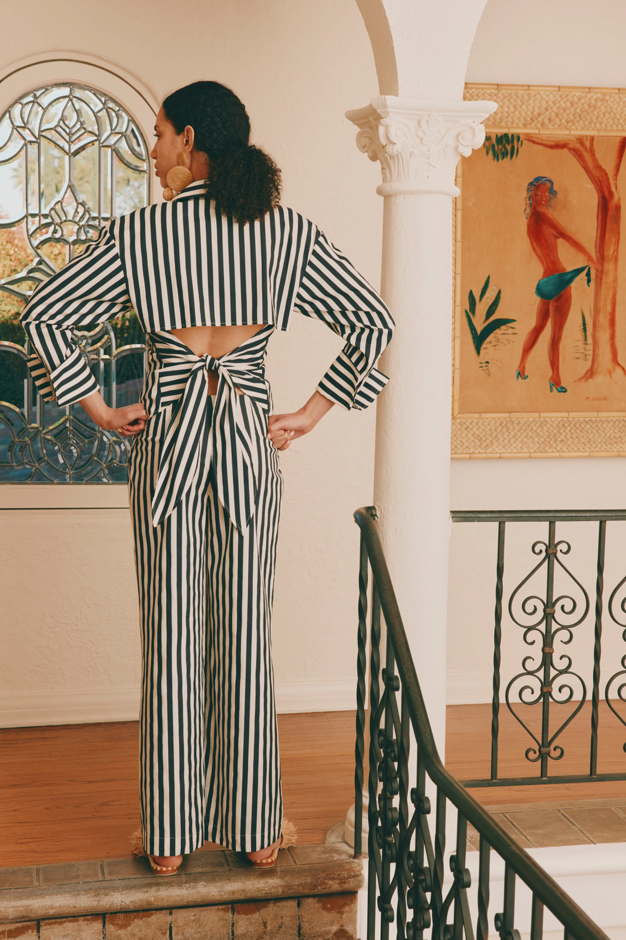 Loch Poplin Button Up in Black/White Stripe - Image 6