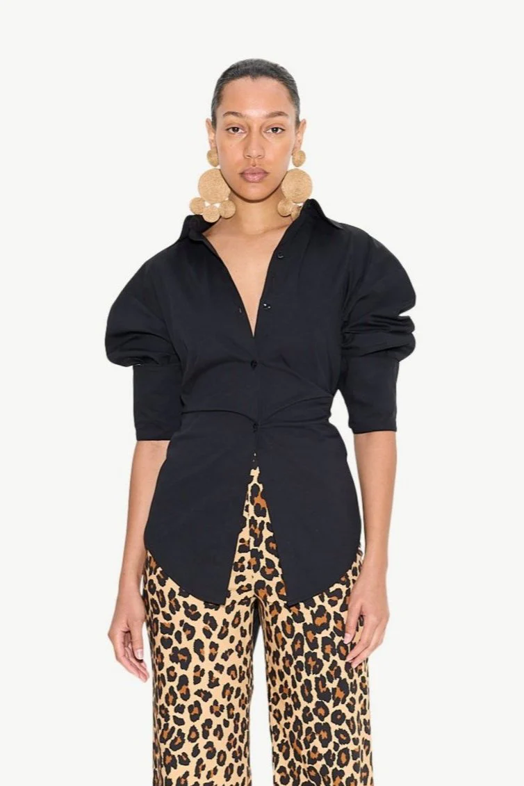 Loch Poplin Button Up In Black - Image 3