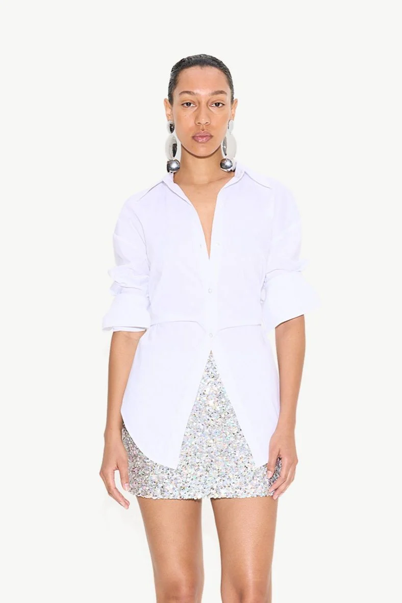 Loch Poplin Button Up In Macadamia - Image 3