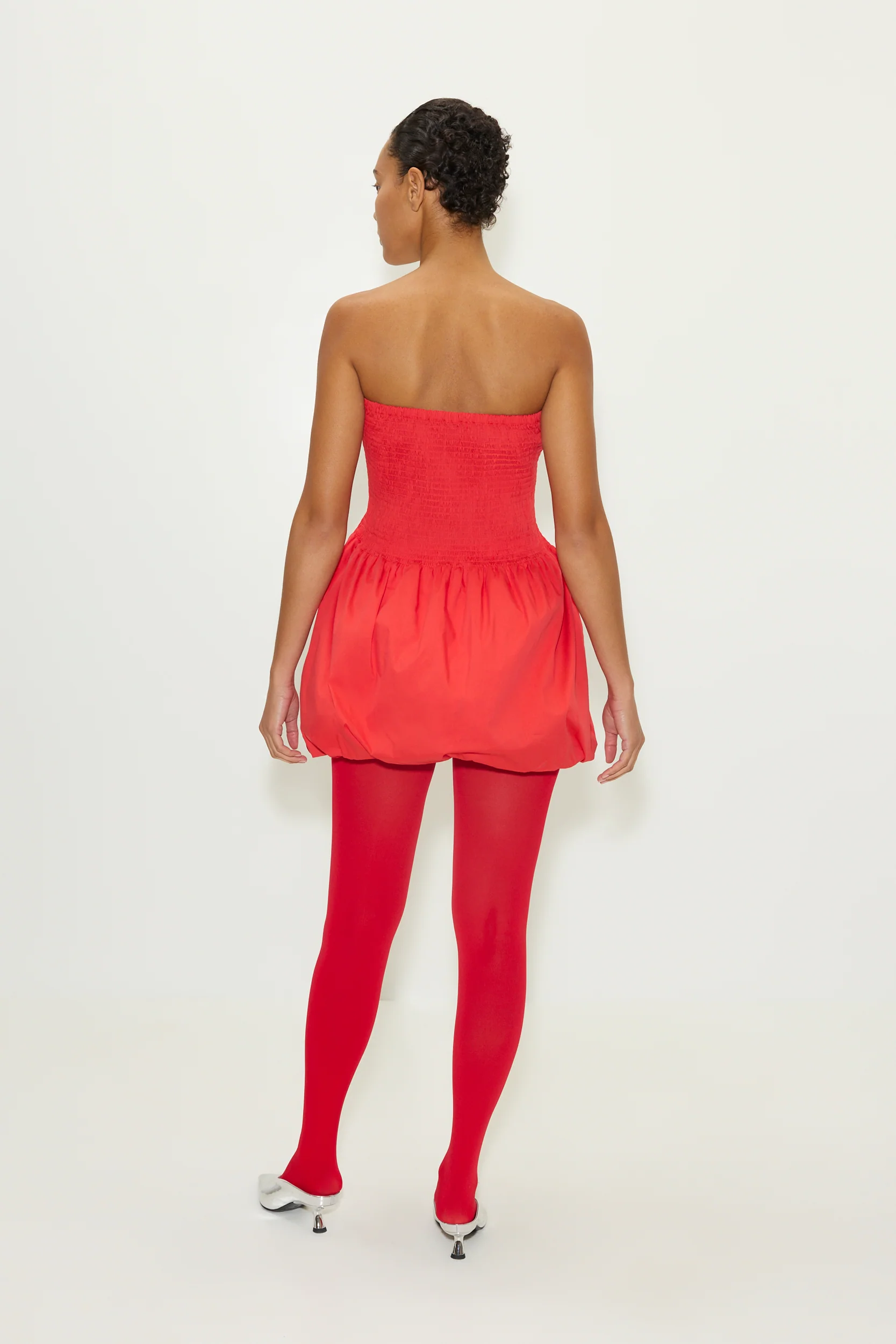 Via Smocked Mini Dress in Lucky Red - Image 4