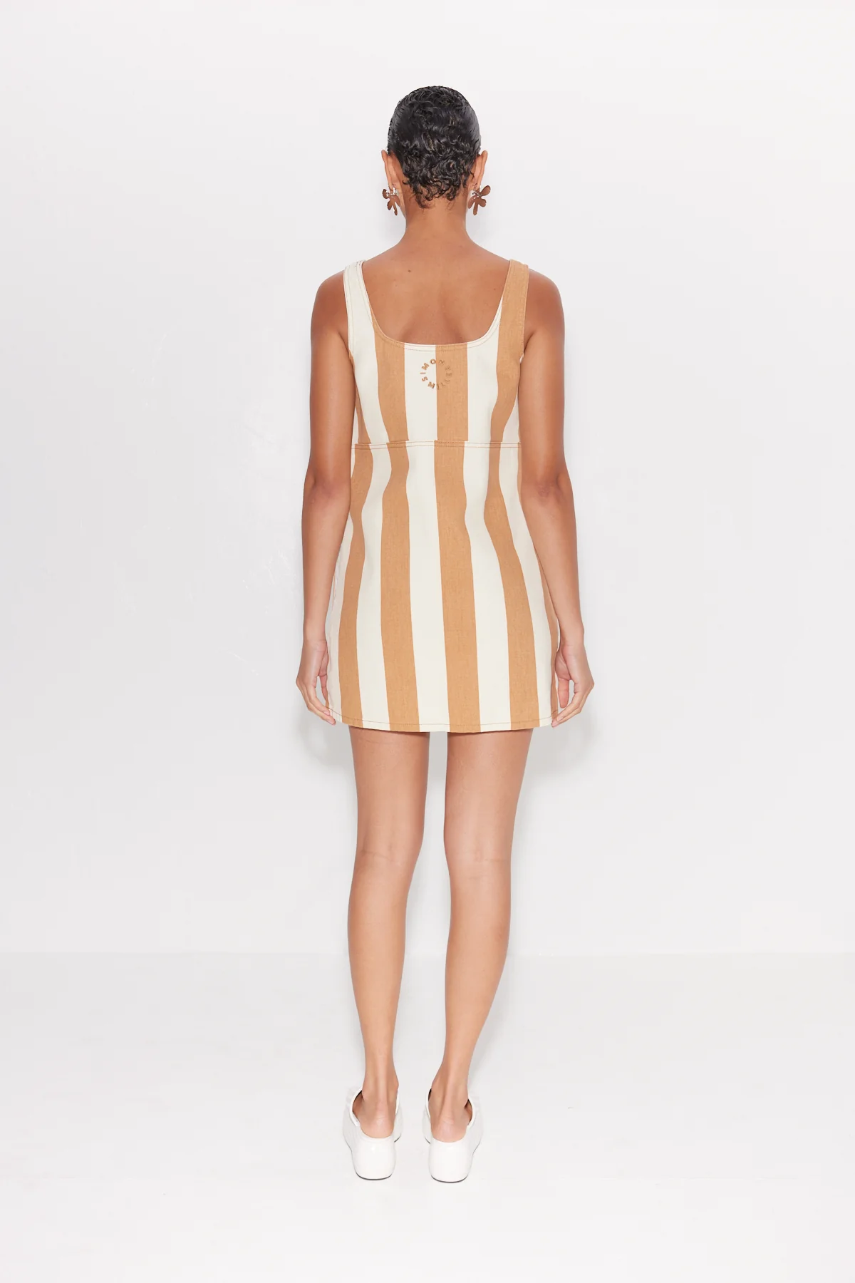 Sahara Striped Denim Dress in Tan Stripe - Image 5