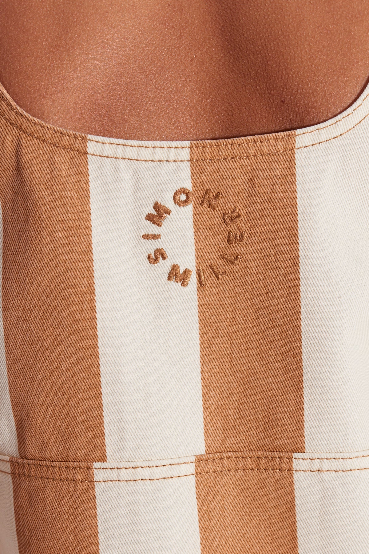 Sahara Striped Denim Dress in Tan Stripe - Image 6