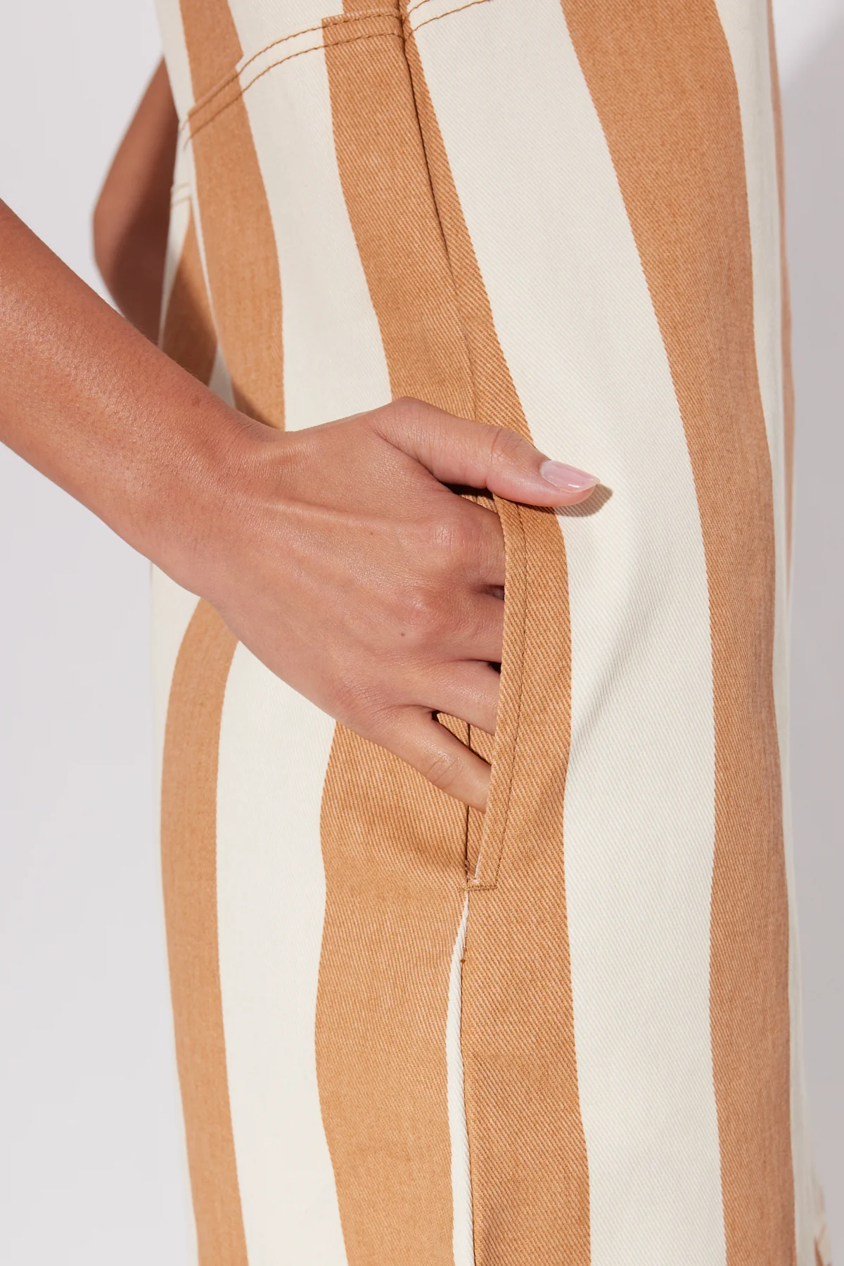 Sahara Striped Denim Dress in Tan Stripe - Image 7