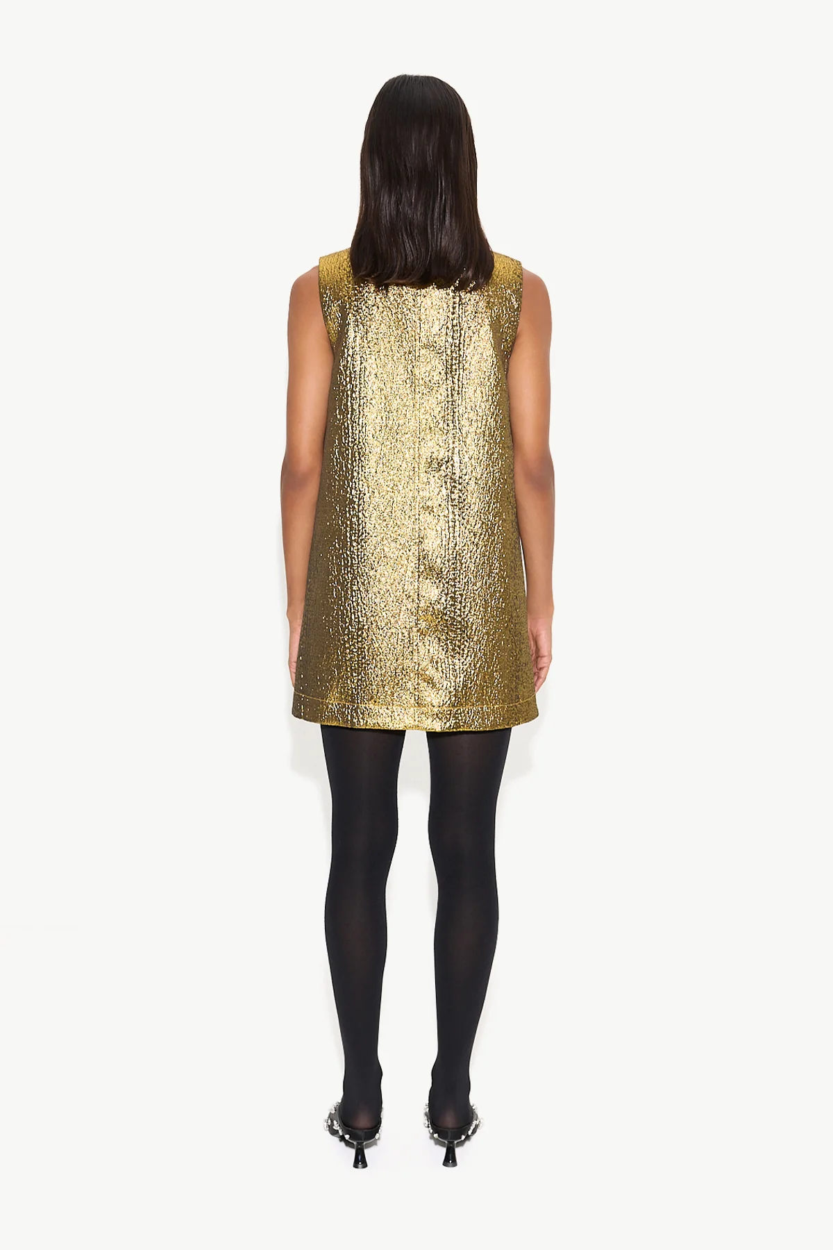 Fountain Metallic Mini Dress In Star Gold - Image 5