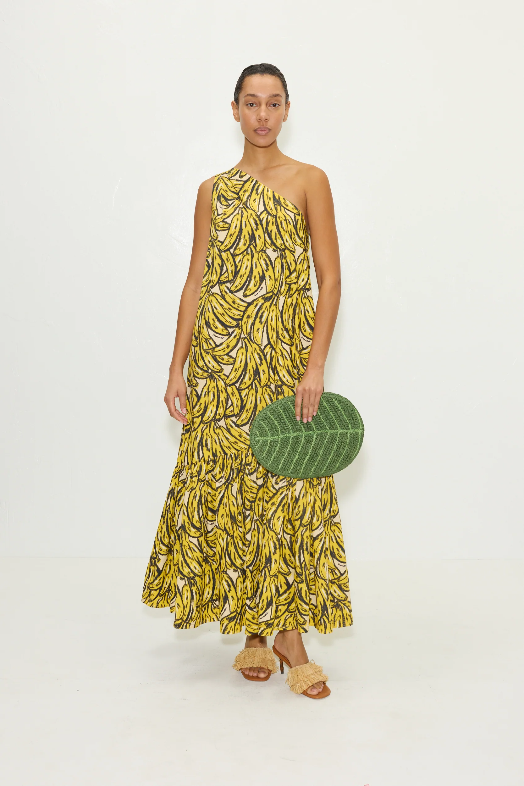 Rea Poplin Maxi Dress in Yellow Bananas - Image 3