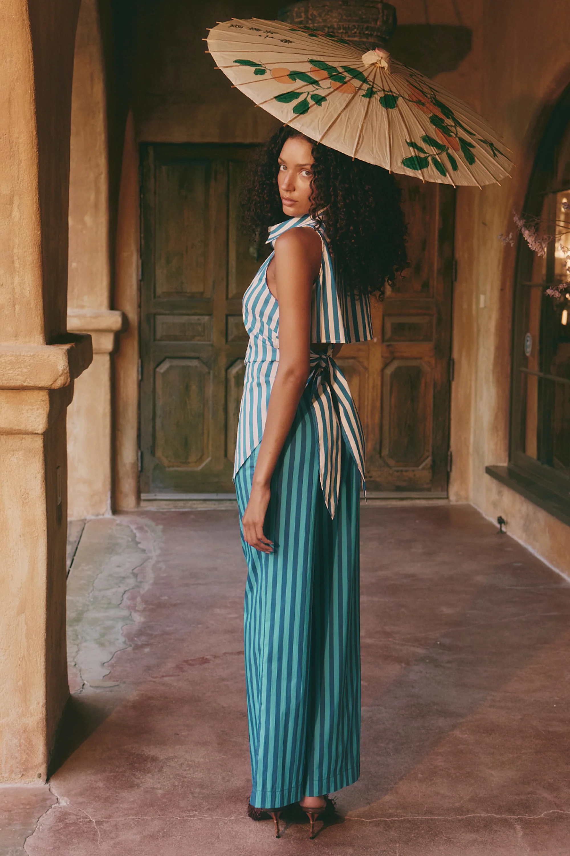 Pia Poplin Pant In Tonal Blue Stripe - Image 6