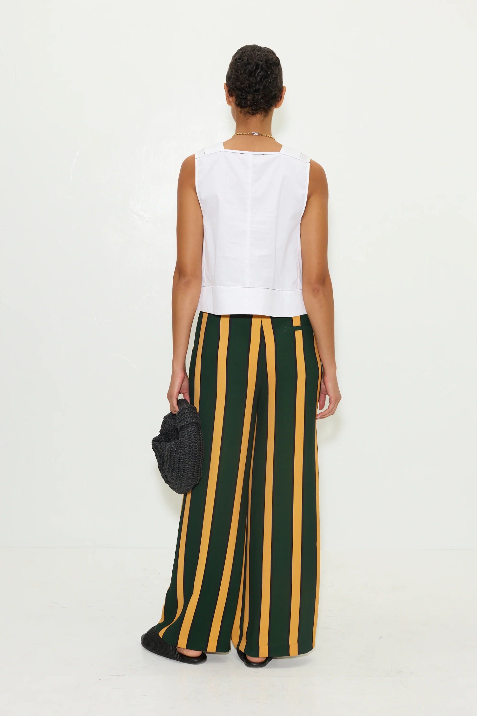 Alto Crepe Pant in Fern/Mustard Stripe - Image 5