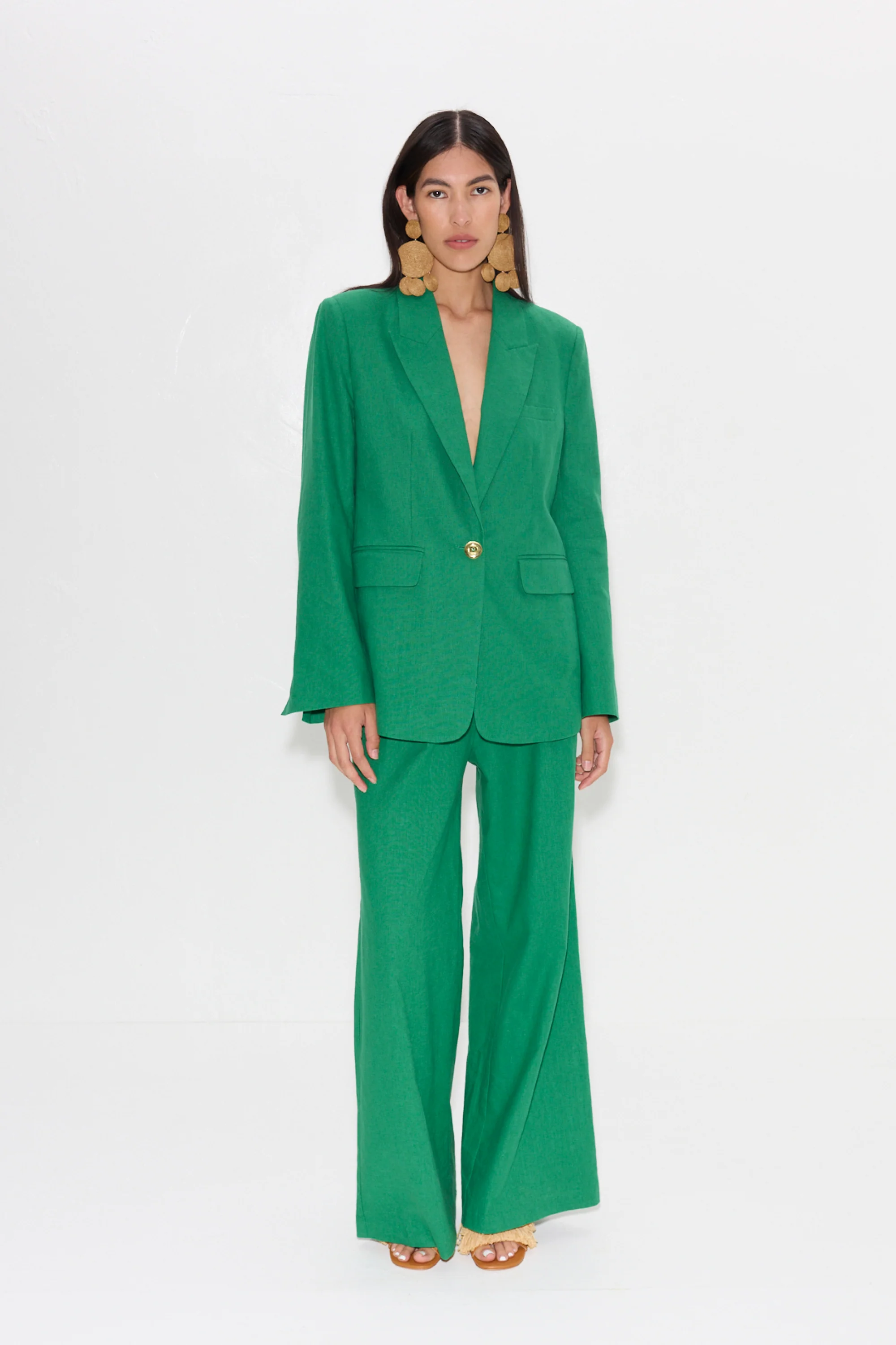 Lennox Linen Jacket in Amazon Green - Image 3