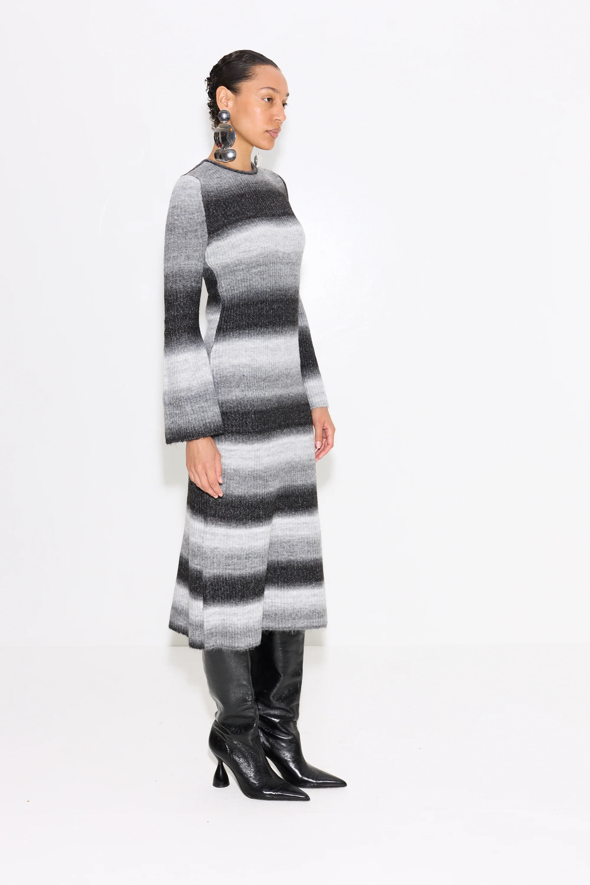 Axon Knit Dress in Black/Macadamia Multi - Image 2