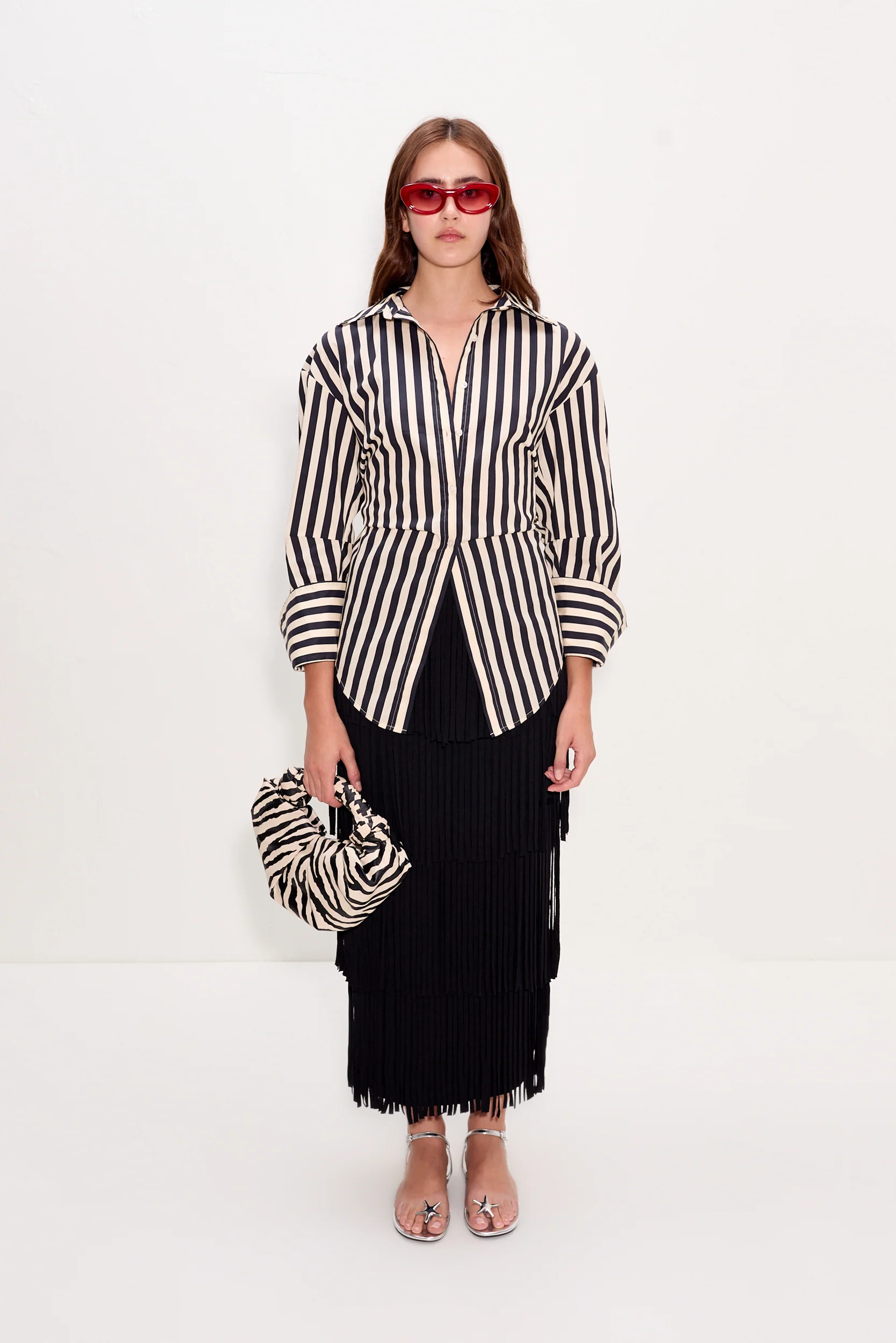 Za Za Knit Fringe Skirt In Black - Image 3