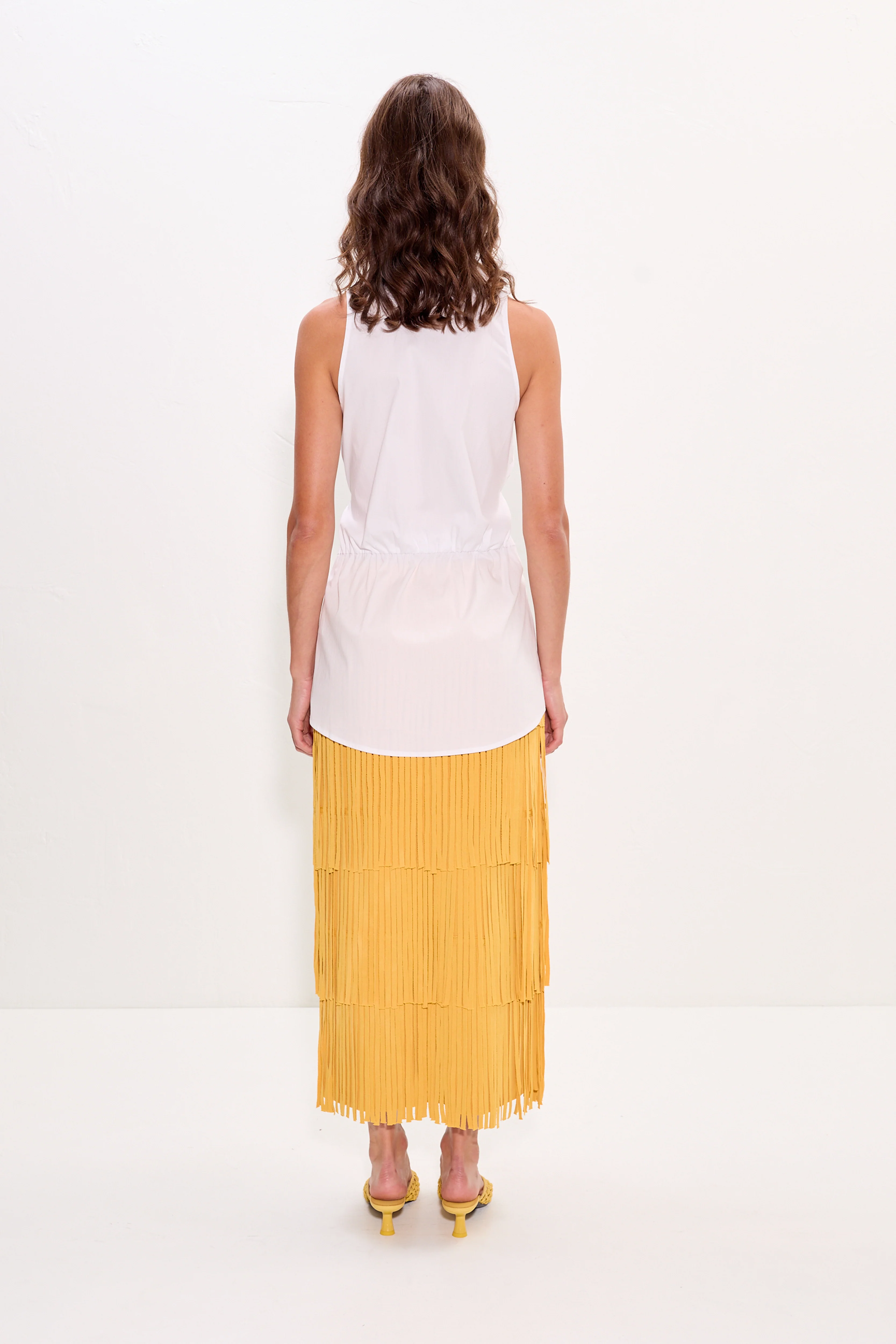 Za Za Knit Fringe Skirt in Butter - Image 5