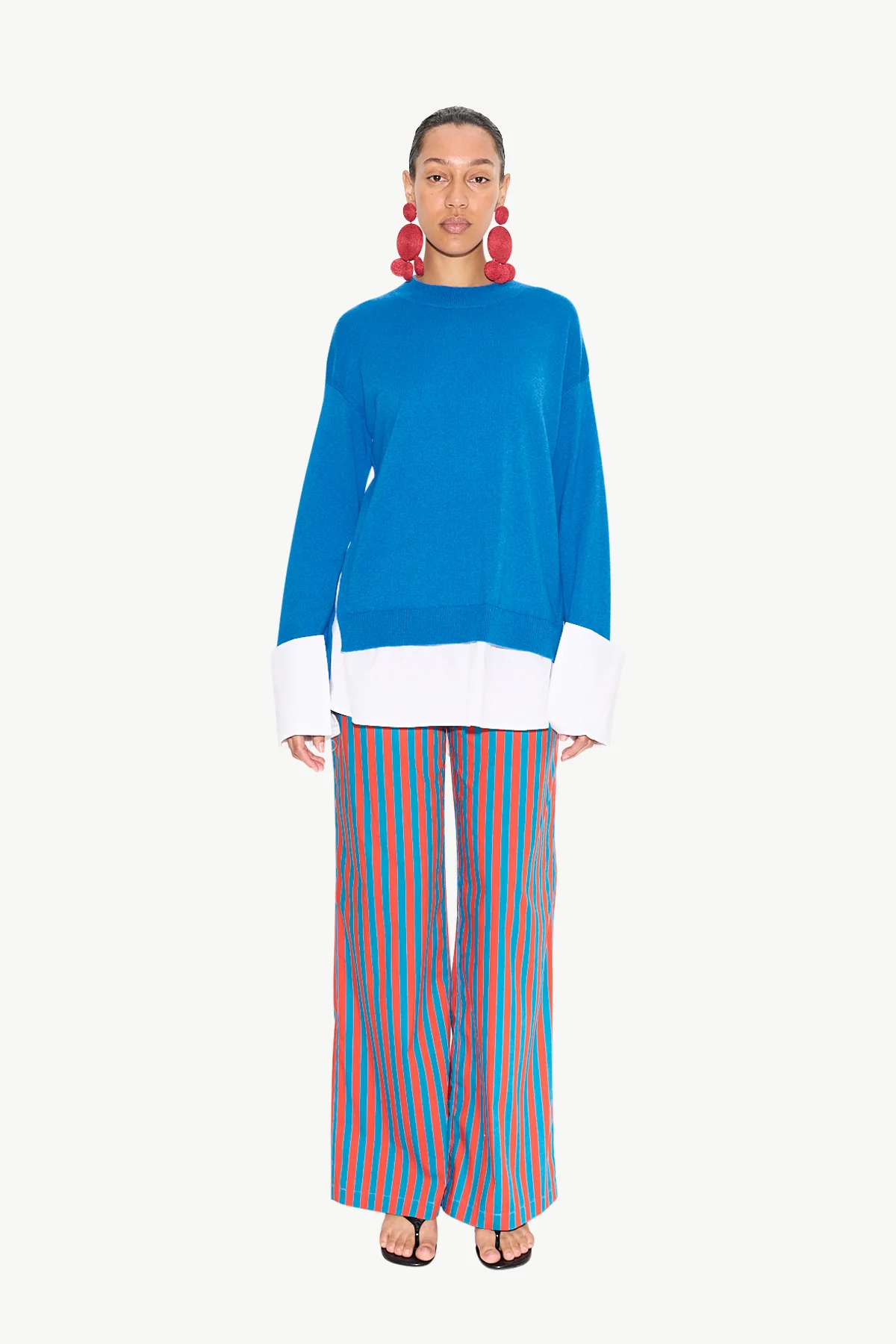 Pip Poplin Combo Sweater in Vivid Sky/Macadamia - Image 6