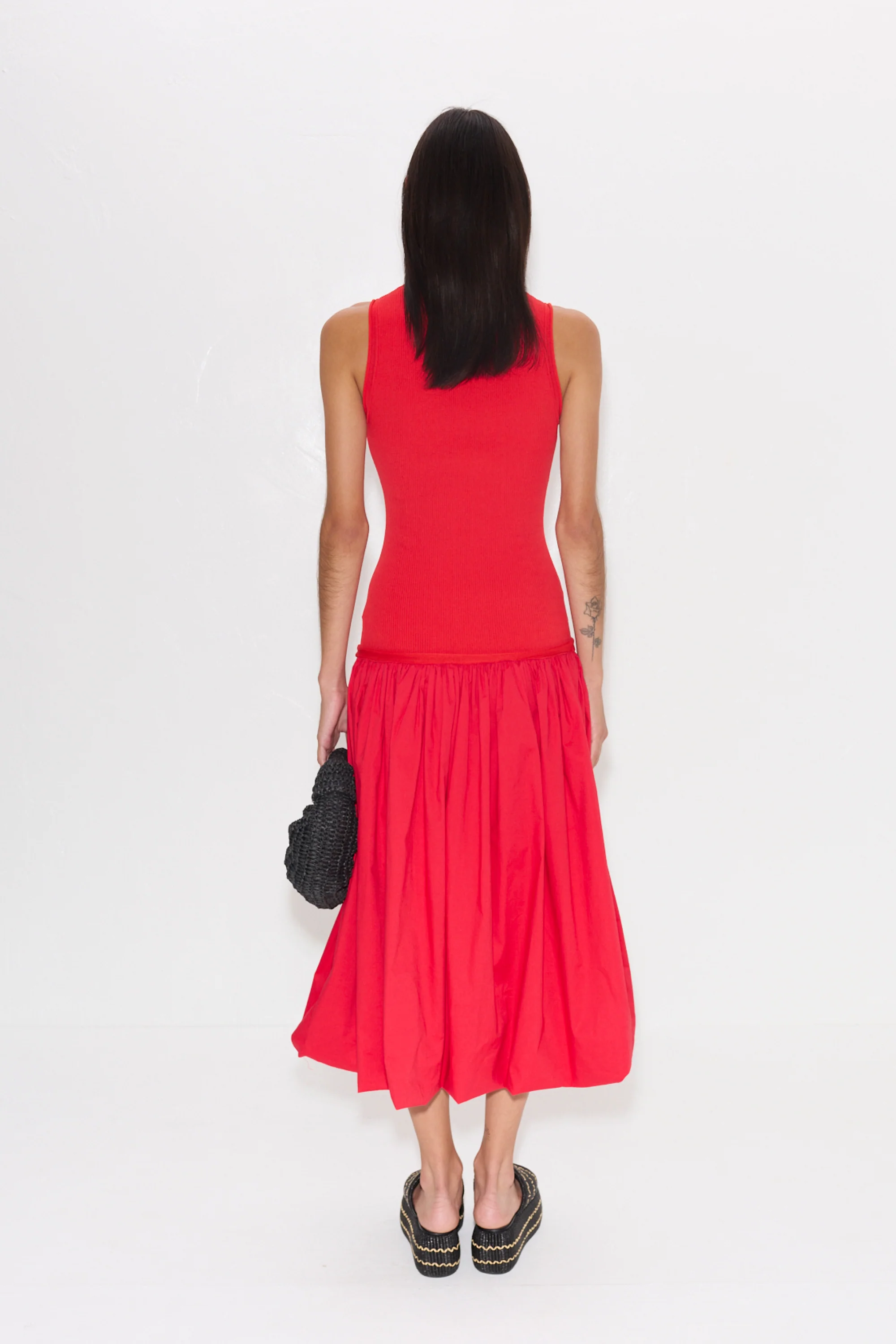 Yanez Poplin Combo Dress in Cherry Red - Image 5