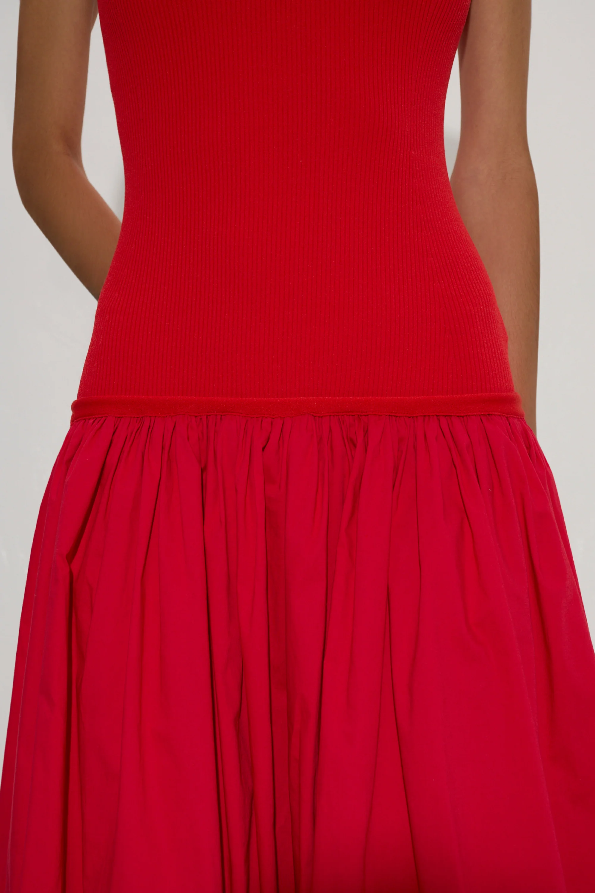 Yanez Poplin Combo Dress in Cherry Red - Image 6