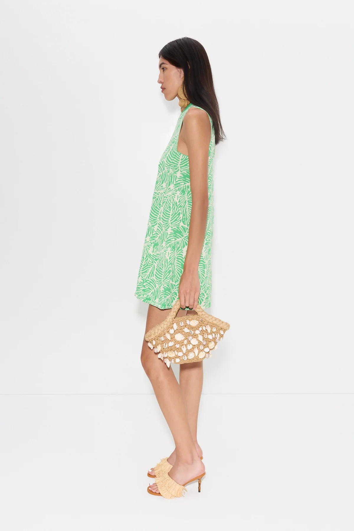 Knits By Zana Knit Mini Dress in Gummy Green Palm Leaf - Image 4