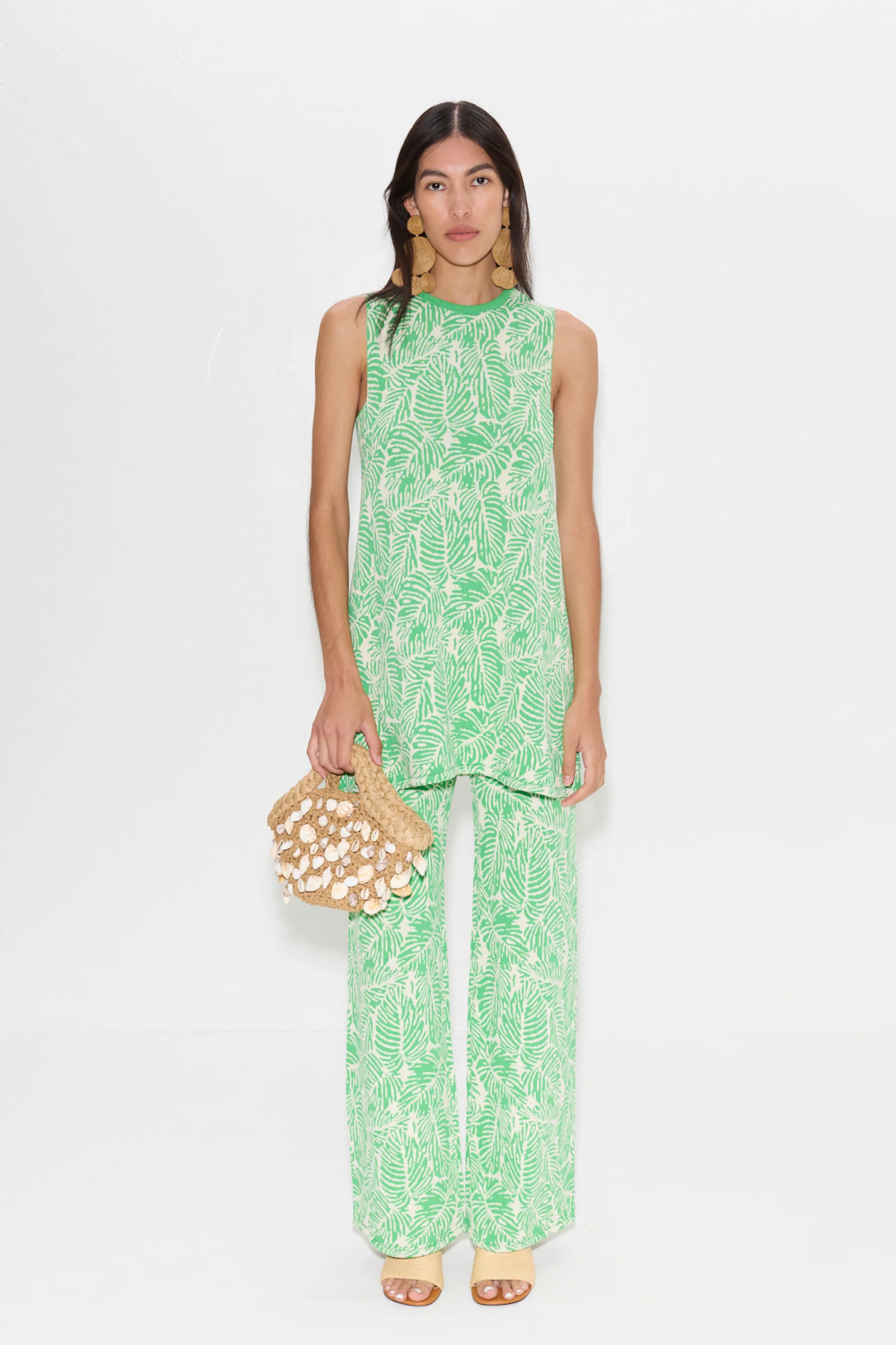 Knits By Zana Knit Mini Dress in Gummy Green Palm Leaf - Image 6