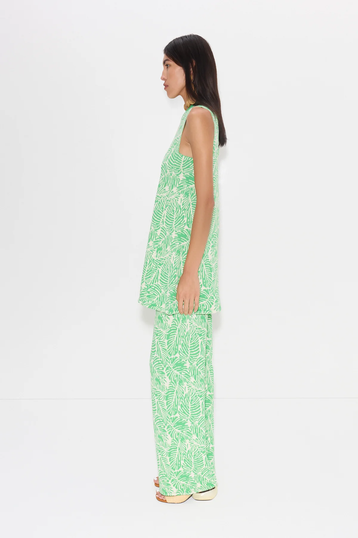 Knits By Zana Knit Mini Dress in Gummy Green Palm Leaf - Image 7